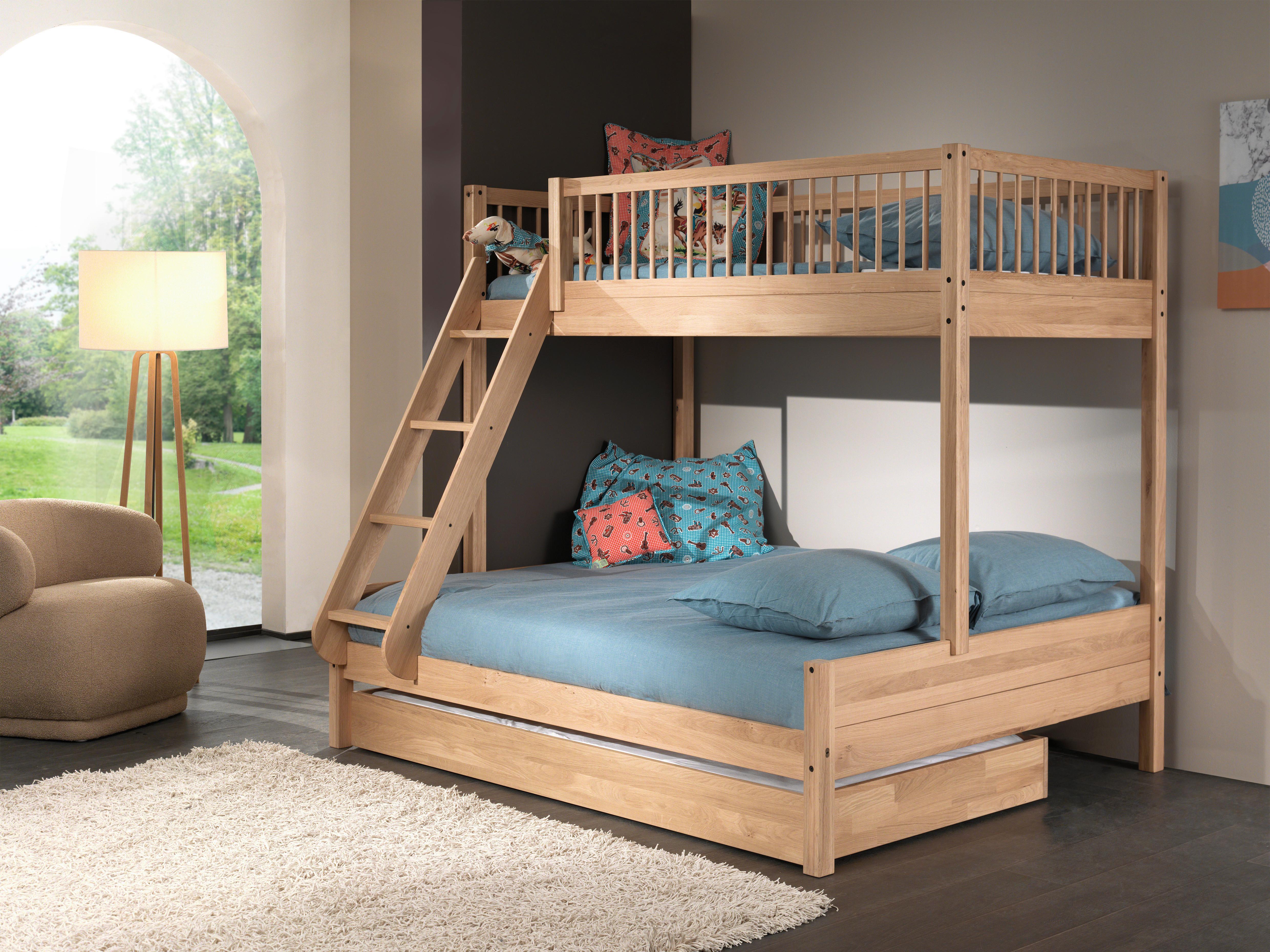 Etagenbett FORREST Eichefarben ca. 90/140x200 cm Bettlade - Eichefarben/Naturfarben, MODERN, Holz (90/140/200cm) - Vipack