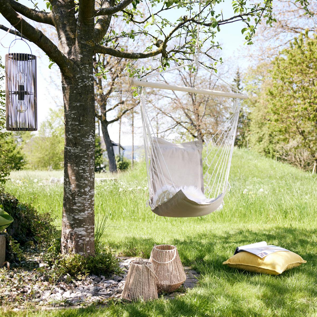 Hängesessel Relax in Beige - Beige/Naturfarben, Holz/Textil (100/47cm) - Modern Living