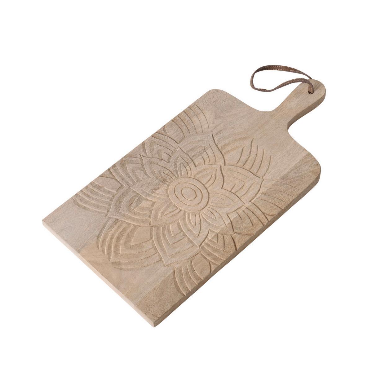Dekotablett Mandalia I in Naturfarben - Naturfarben, Basics, Holz (50/2/25cm) - Modern Living