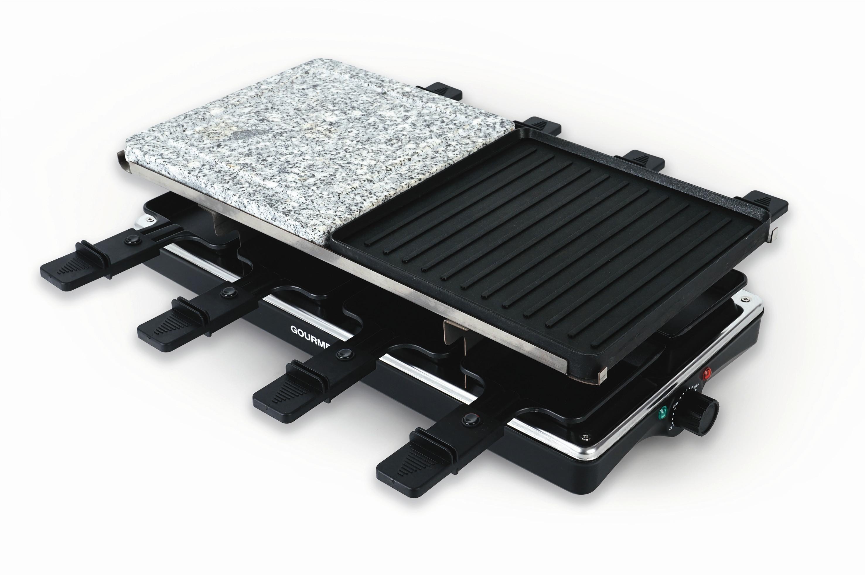 GRILL RACLETTE 16543 - kolor srebrny/czarny, Basics, kamień/tworzywo sztuczne (42/23/13cm) - GOURMETMAXX