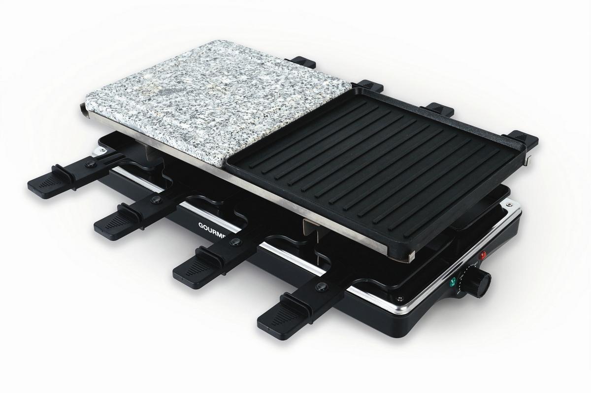 GRILL RACLETTE 16543 - kolor srebrny/czarny, Basics, kamień/tworzywo sztuczne (42/23/13cm) - GOURMETMAXX