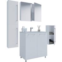 Kopalnica Gilos, Bela - bela/barve aluminija, Moderno, kovina/leseni material (127cm) - MID.YOU