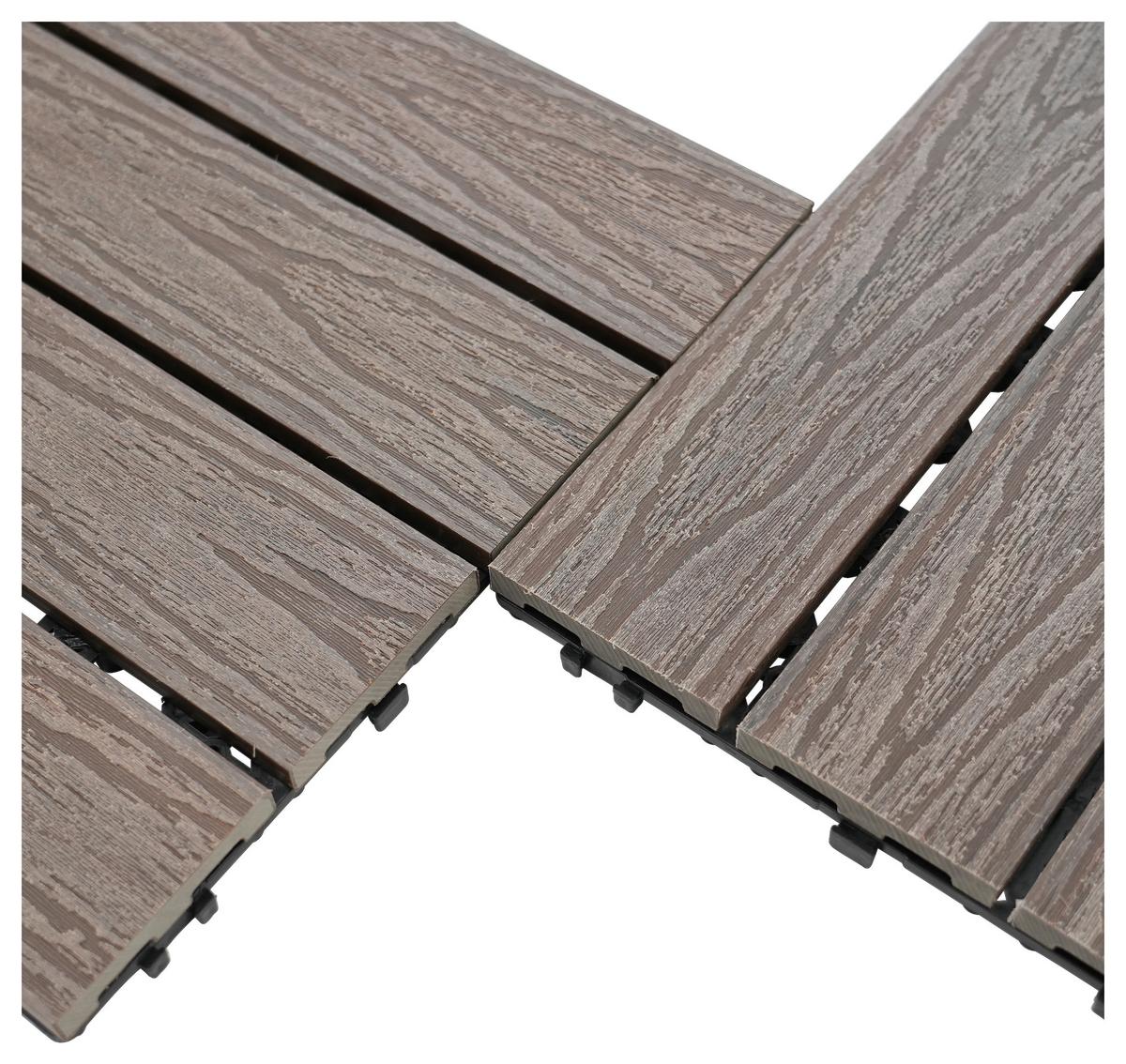 PŁYTKA TARASOWA PREMIUM 6-CZĘŚCIOWY - ciemnobrązowy, Konventionell, materiał drewnopochodny (30/60/2,1cm) - Ambia Garden