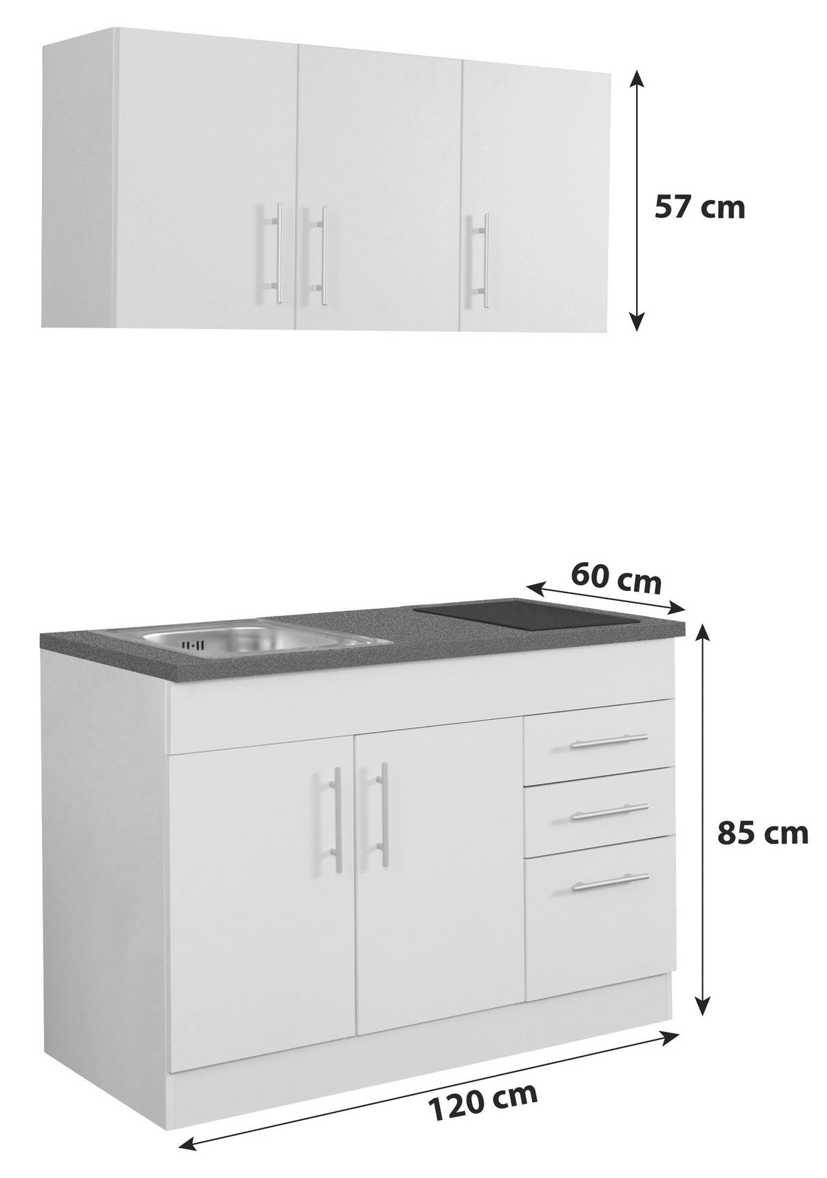 Miniküche Toronto B: ca. 120cm Creme/Eichefarben - Chromfarben/Eichefarben, MODERN, Holzwerkstoff/Metall (120cm) - Held