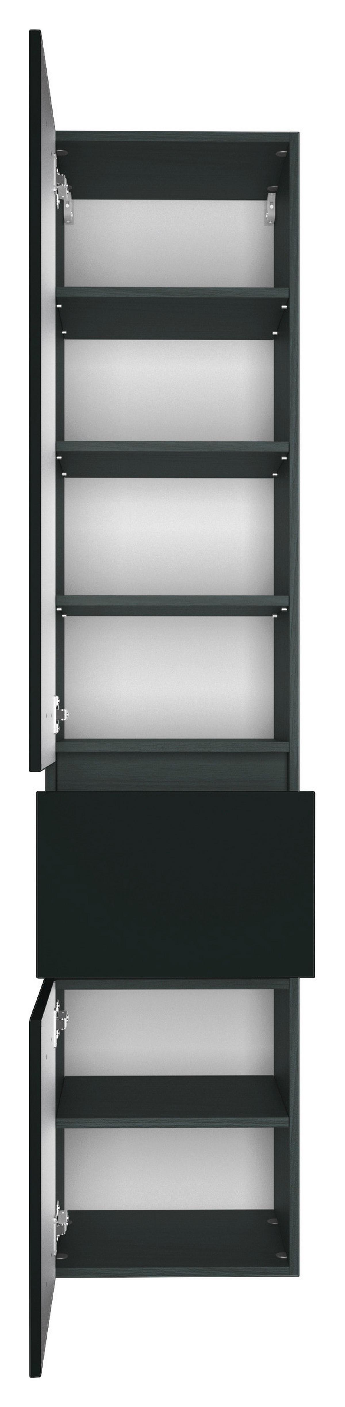 Hochschrank in Grau 'Pienza' - Silberfarben/Grau, Basics, Holzwerkstoff/Kunststoff (40/185/35cm) - Held