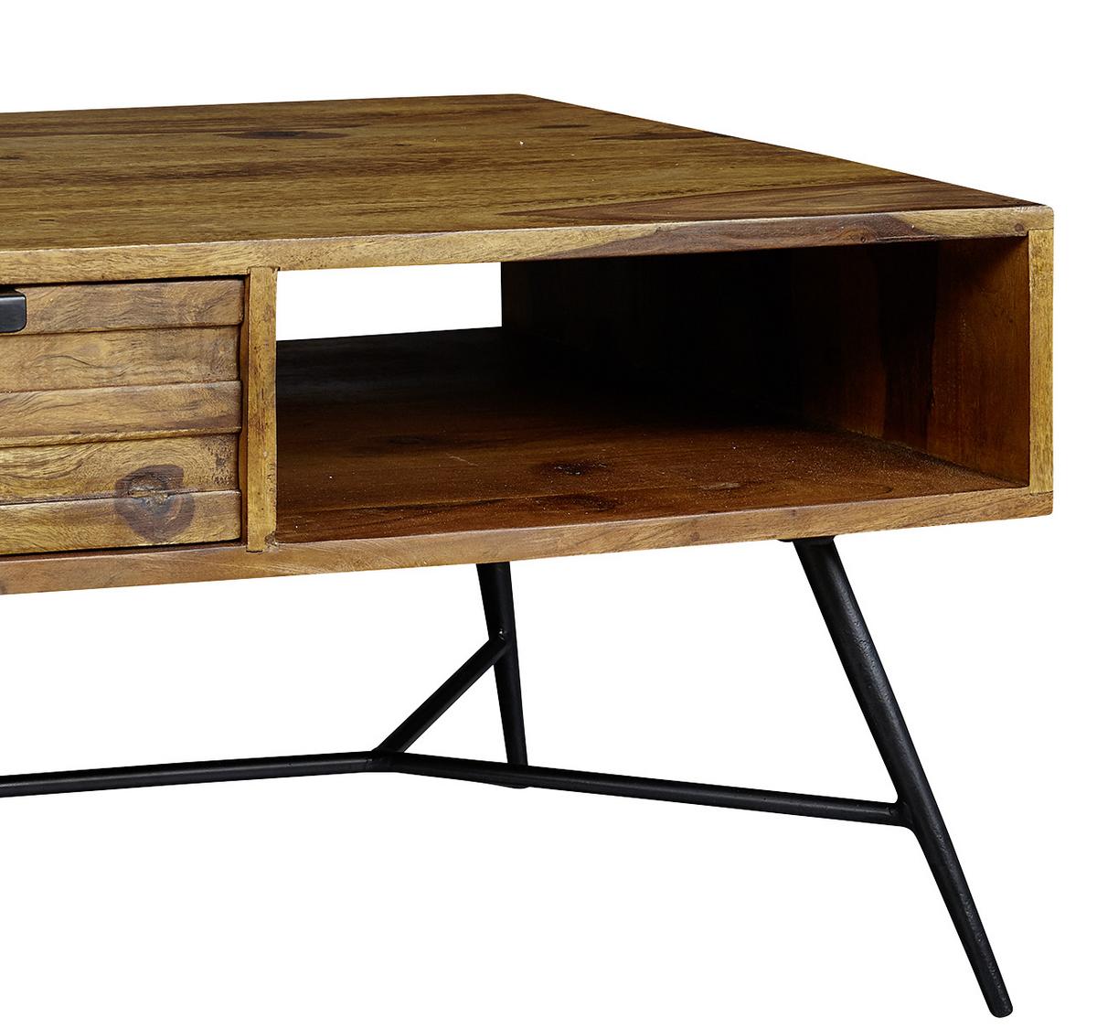 COUCHTISCH NISHAN - Sheeshamfarben/Schwarz, Design, Holz/Metall (87/41/55cm) - MID.YOU