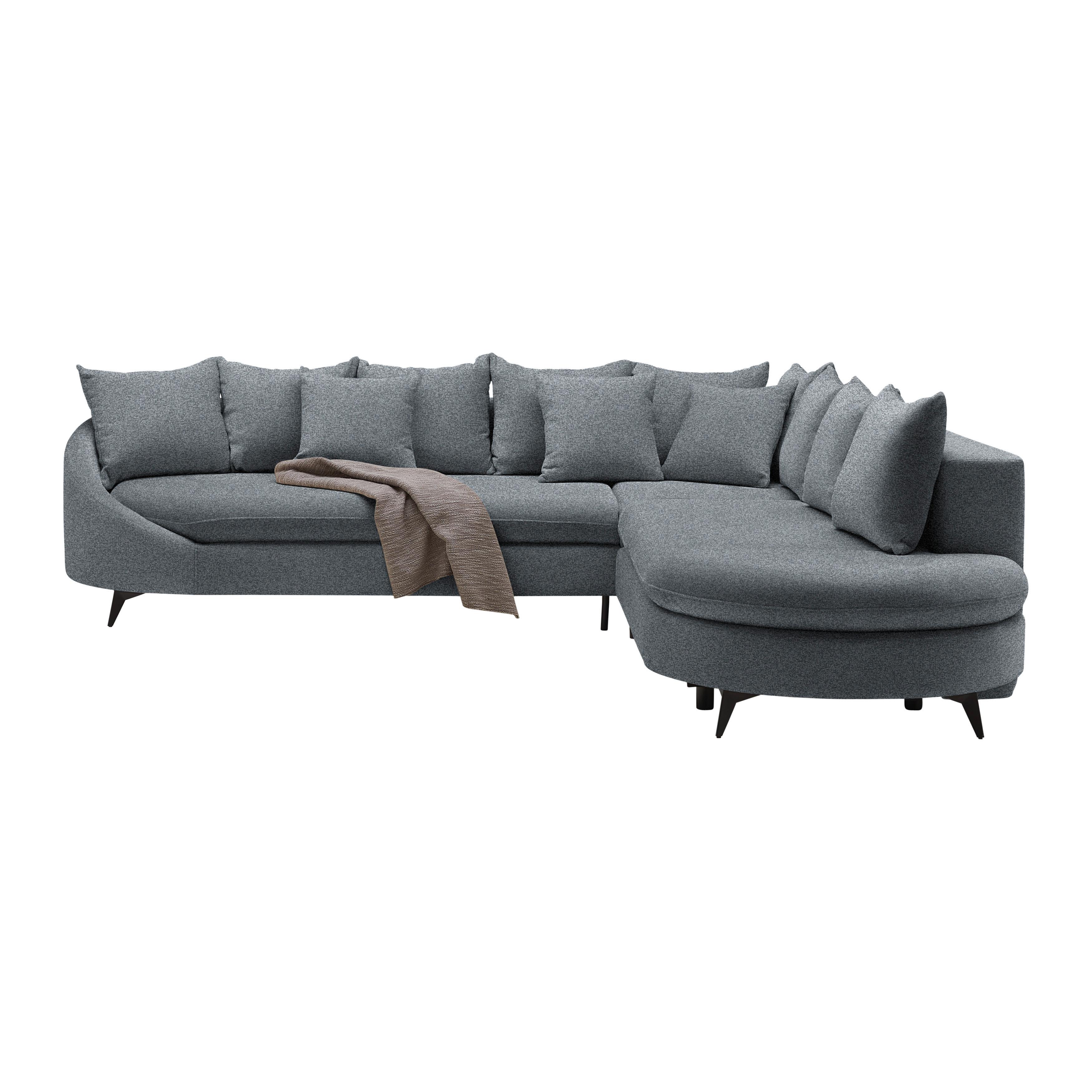 Ecksofa Axel Grau - Schwarz/Grau, MODERN, Textil/Metall (291/87/250cm) - Mömax
