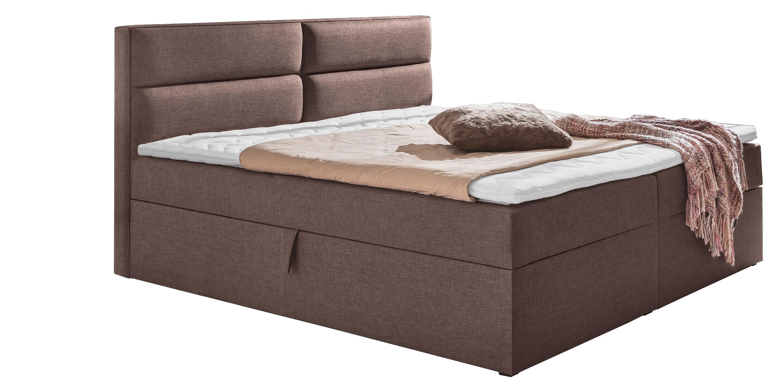 Boxspringbett Mercura in Braun ca. 180x200 cm inkl. Topper - Braun, MODERN, Holzwerkstoff/Textil (180/200cm) - MID.YOU