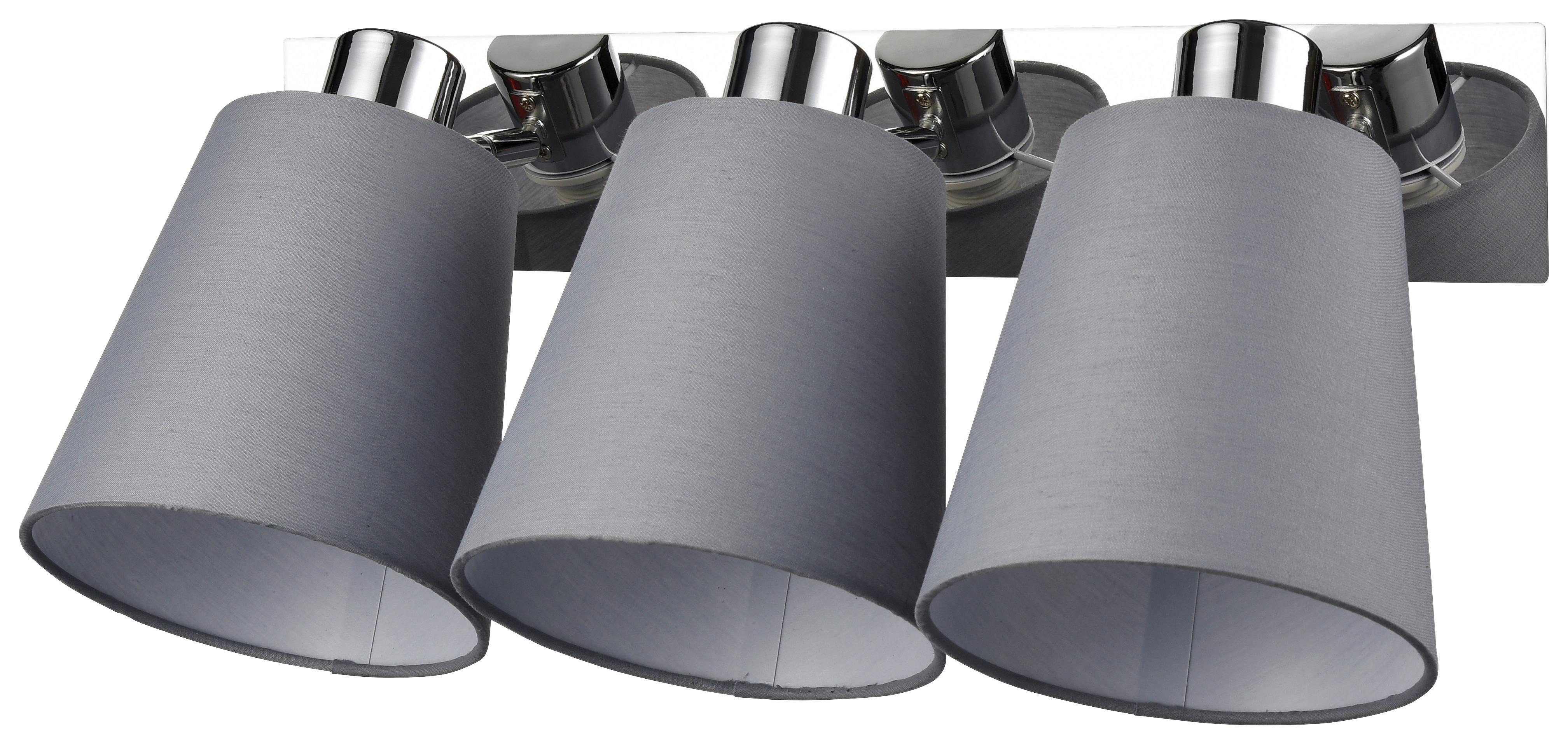 Strahler Grosse max. 40 Watt - Chromfarben/Grau, ROMANTIK / LANDHAUS, Textil/Metall (46/17/21cm) - Premium Living
