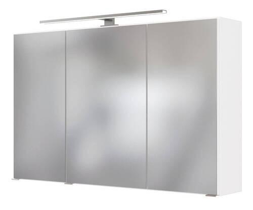 Spiegelschrank Milla II in Weiß - Edelstahlfarben/Weiß, MODERN, Glas/Holzwerkstoff (100/64/20cm) - Mömax