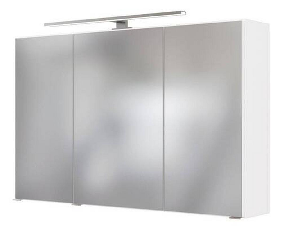 Spiegelschrank Milla II in Weiß - Edelstahlfarben/Weiß, MODERN, Glas/Holzwerkstoff (100/64/20cm) - Mömax
