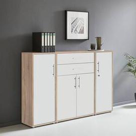 Aktenschrank Office Edition Sw Set Sonoma Eiche/Weiß - Weiß/Sonoma Eiche, MODERN, Holzwerkstoff (172,6/113,6/33cm) - MID.YOU