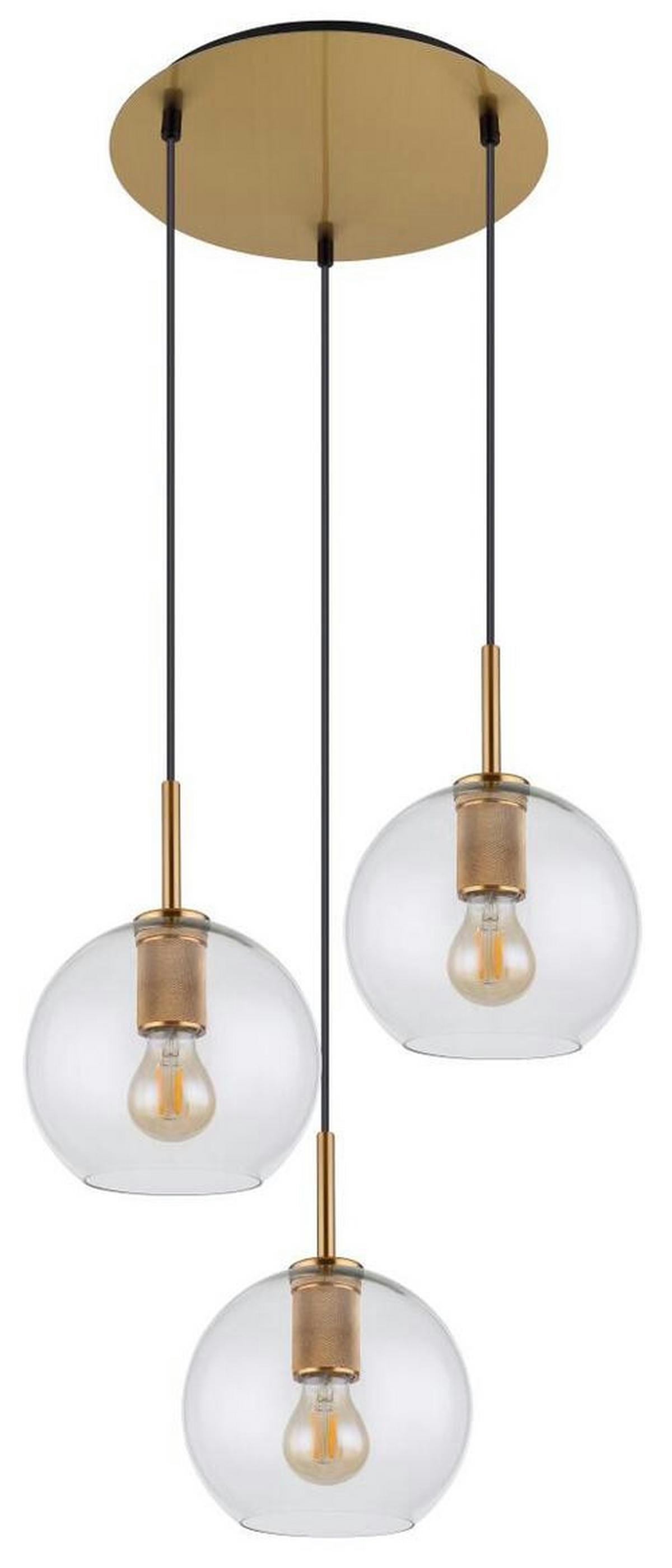 Viseća Svjetiljka Adara - boje mjeda/prozirno, Design, staklo/metal (47/120cm) - Globo