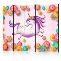 Paravan Lithe Unicorn I, 5-Delni, Dvostranski - vijolična/pink, Basics, tekstil/les (225/172/3cm) - artgeist