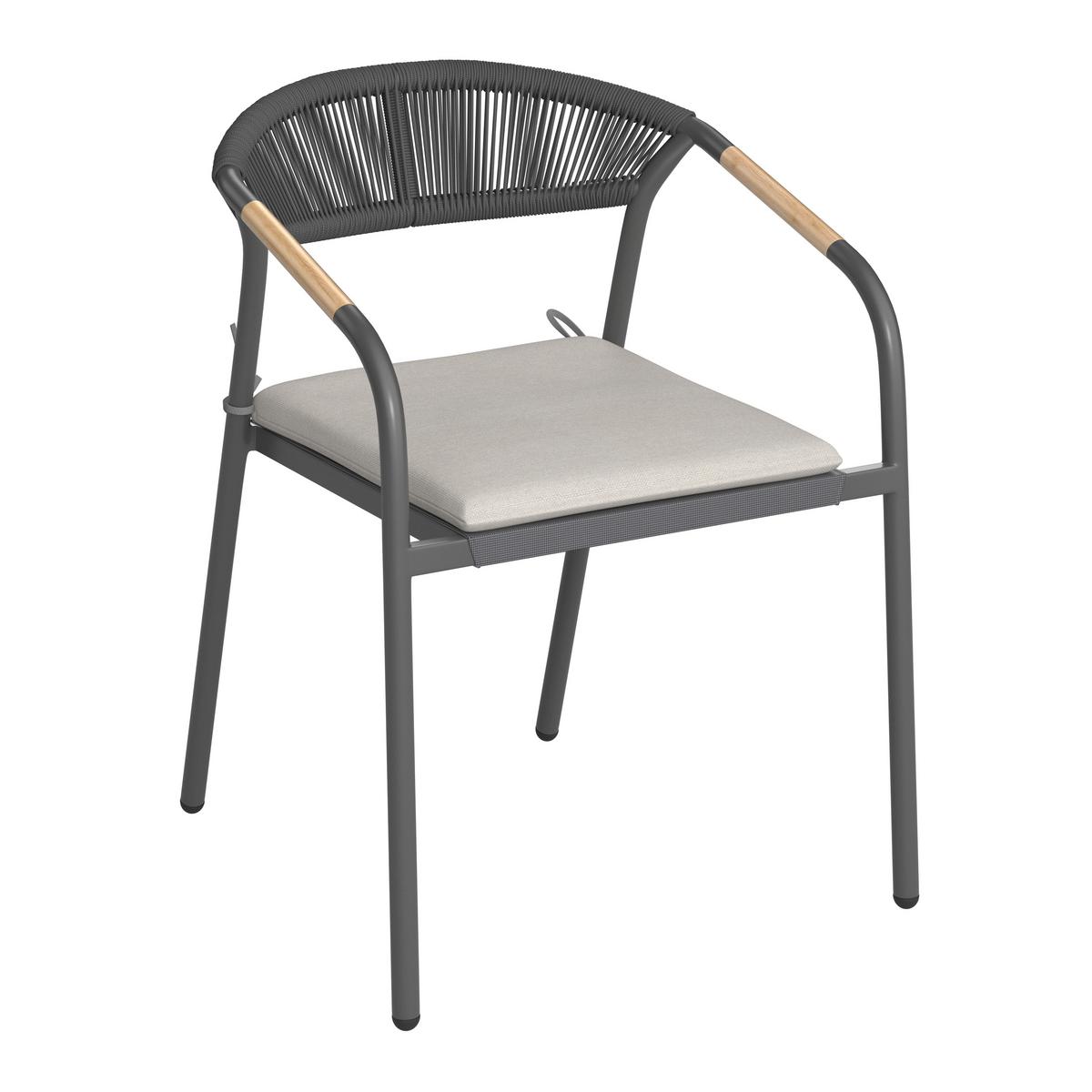 Gartensessel Benicio Grau Polywood/Textilene 2er-Set - Dunkelgrau/Naturfarben, MODERN, Kunststoff/Textil (56/80/64cm) - Bessagi Garden