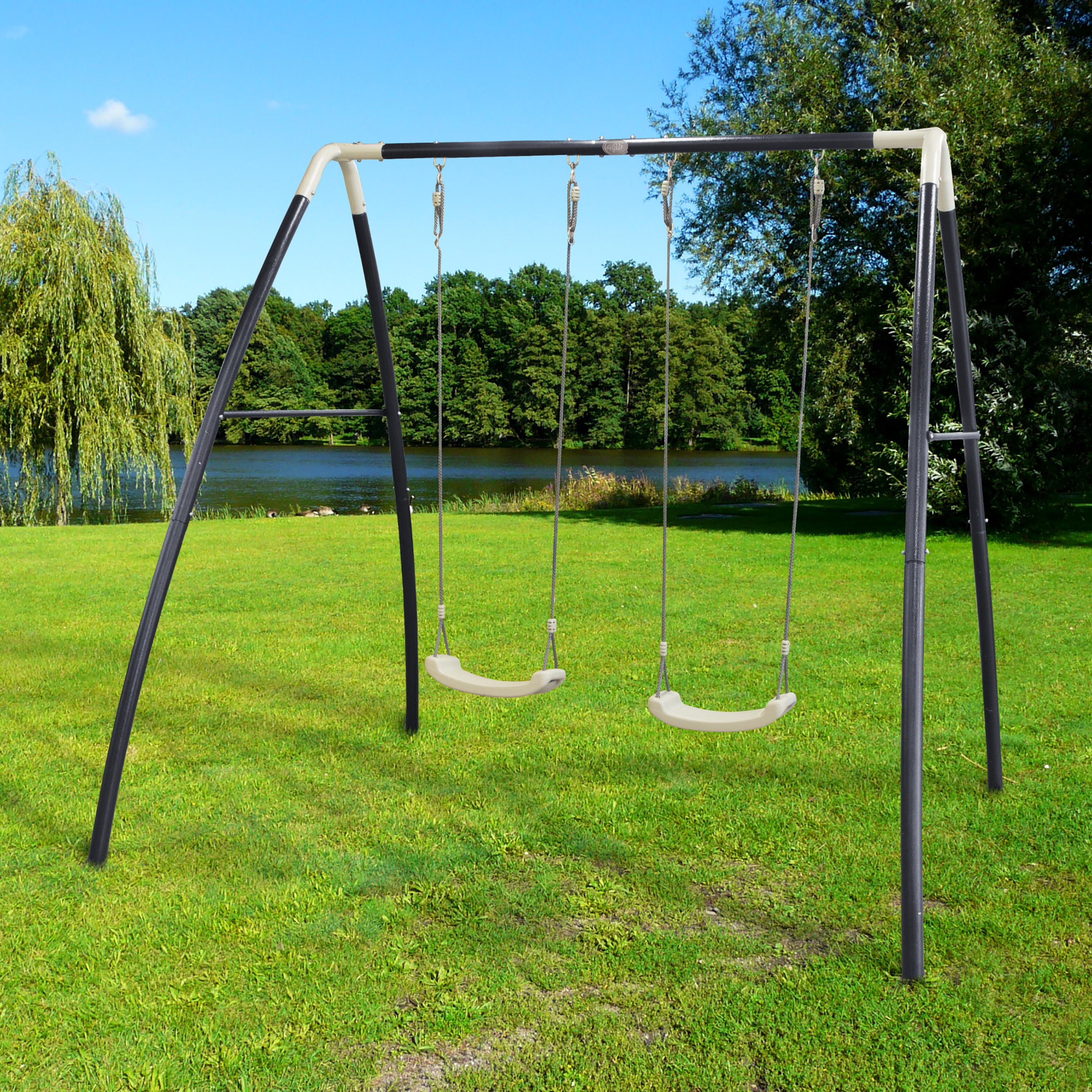 Schaukel Double Swing in Weiß/Anthrazit - Anthrazit/Weiß, Basics, Kunststoff/Metall (210/217/210cm) - Ambia Garden