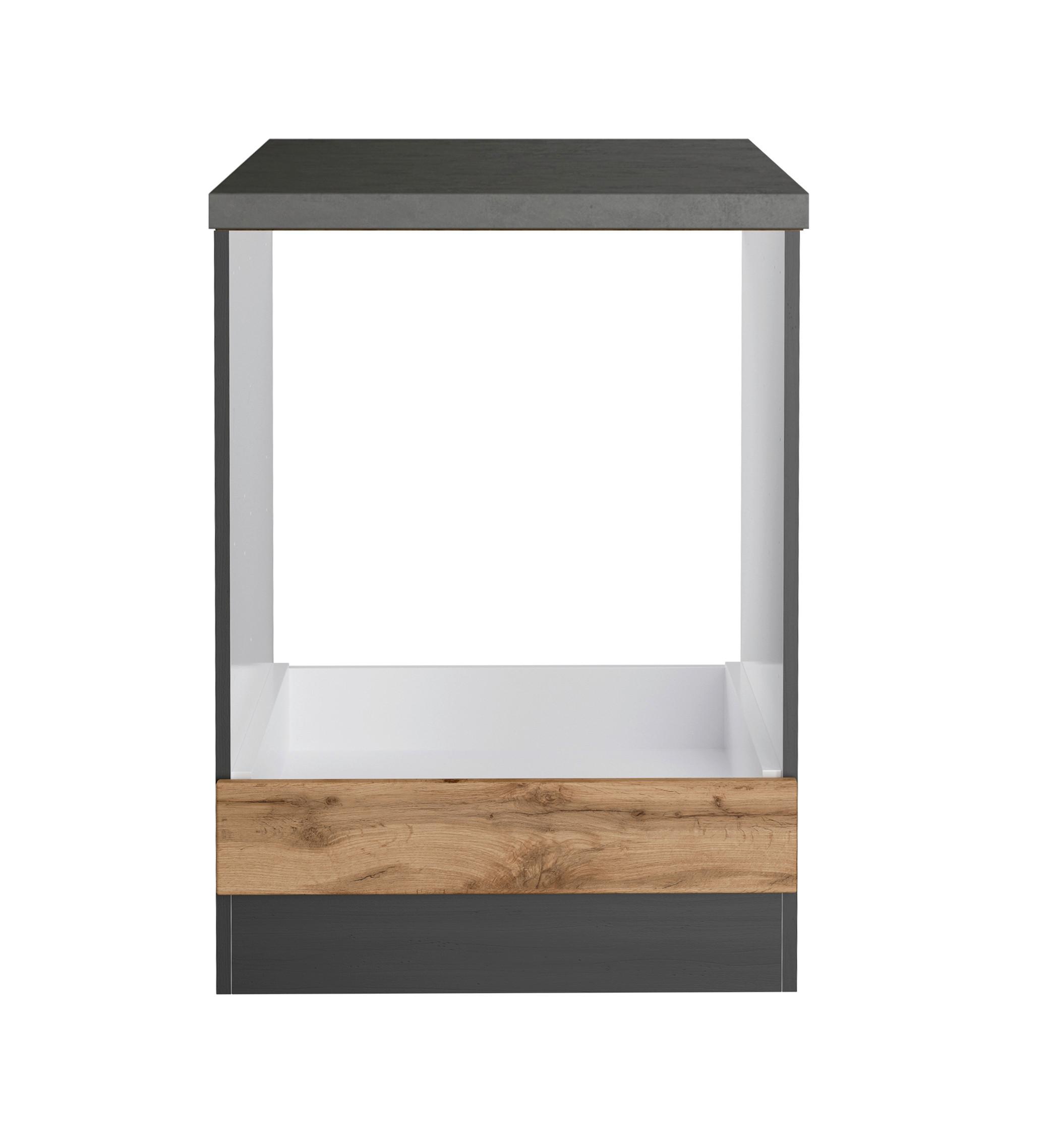 Herdumbauschrank Turin ca. 60x86 cm Graphit/Eiche - Eiche Wotan/Graphitfarben, Design, Holzwerkstoff (60/86/60cm) - Held