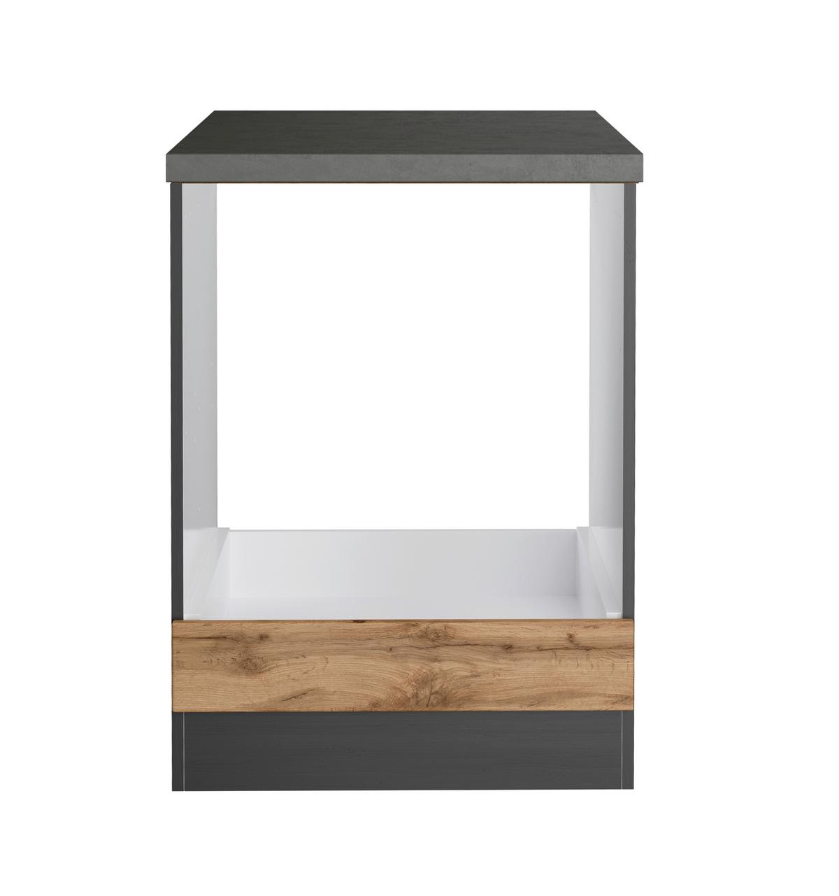 Herdumbauschrank Turin ca. 60x86 cm Graphit/Eiche - Eiche Wotan/Graphitfarben, Design, Holzwerkstoff (60/86/60cm) - Held