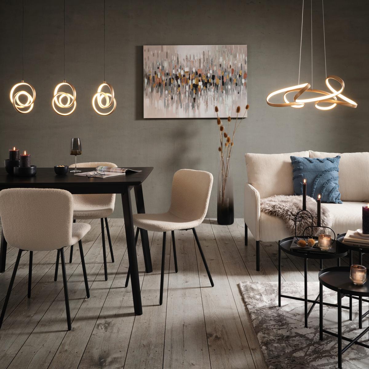 LED-Hängeleuchte Josem 1 max. 30 Watt - Schwarz/Cappuccino, Modern, Kunststoff/Metall (75/18/120cm) - Premium Living