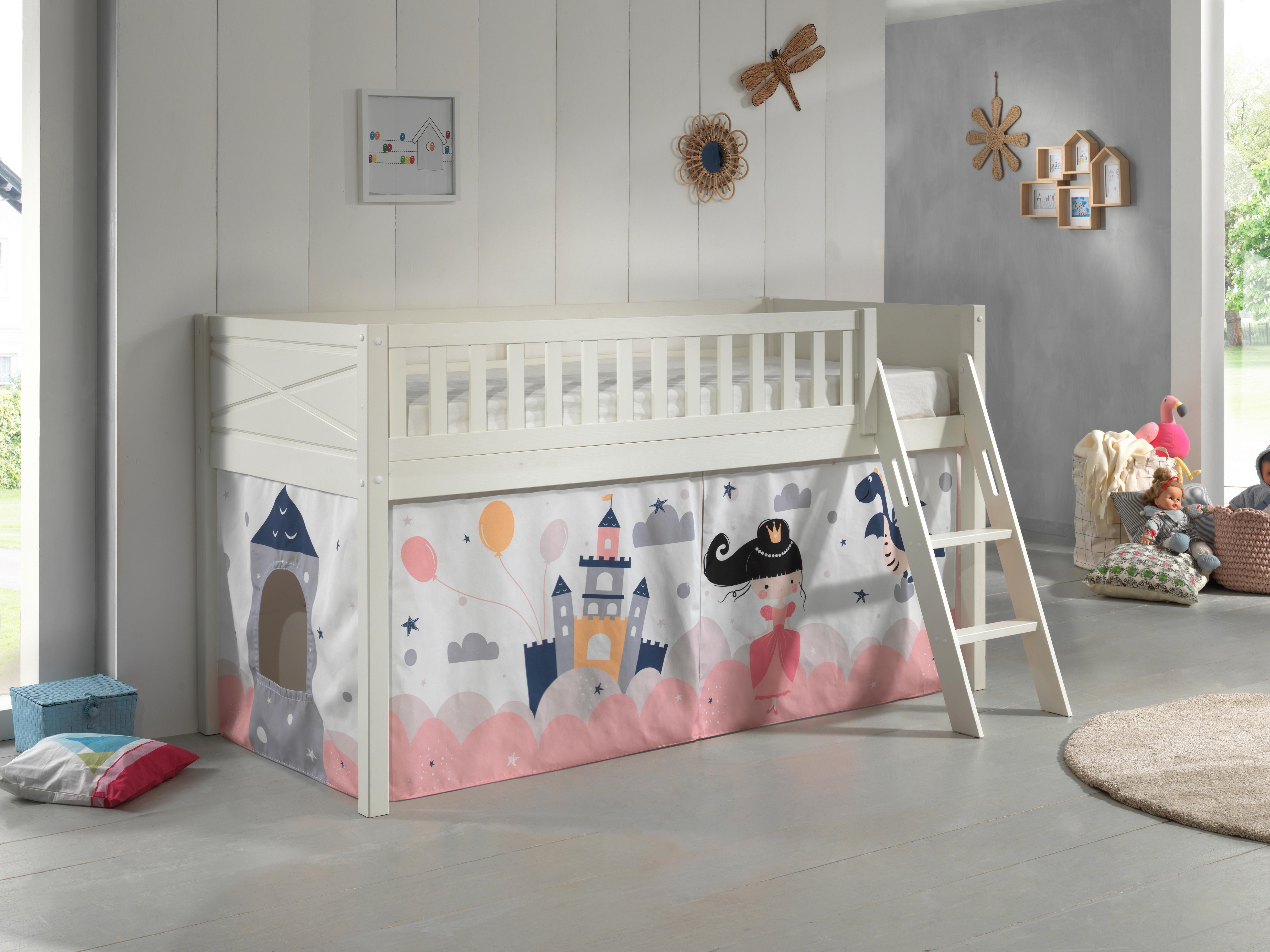 Spielbett Scott ca. 90x200 cm Weiß - Naturfarben/Weiß, ROMANTIK / LANDHAUS, Holz (90/200cm) - Vipack