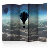 Paravan Night Expedition I, 5-Delni, Dvostranski - modra/siva, Basics, tekstil/les (225/172/3cm) - artgeist