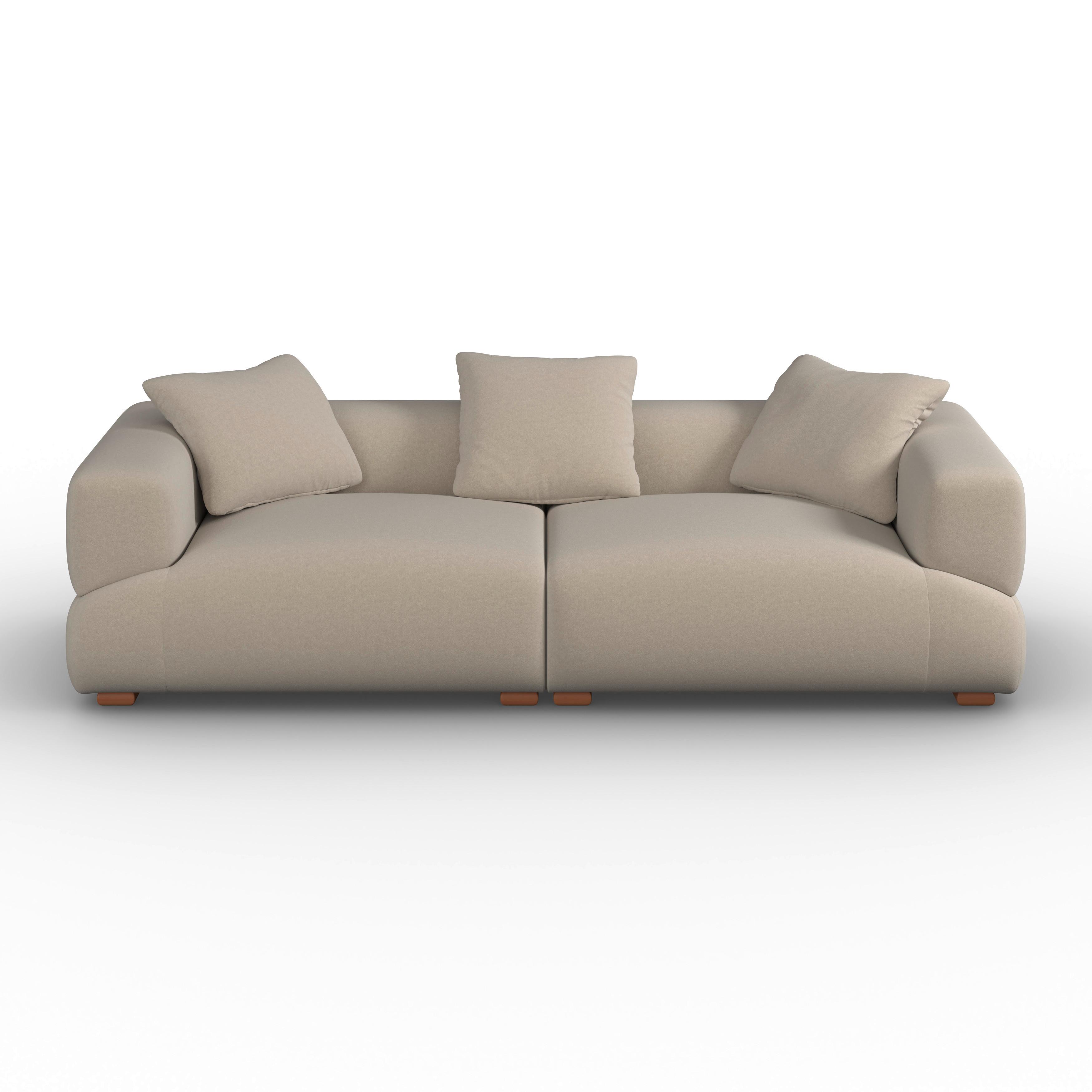 Sofa Talia Samt Beige - Khaki/Beige, MODERN, Holz/Textil (237/60,5/98cm) - Bessagi Home