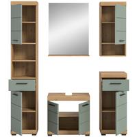 Badezimmer Scout 5-tlg. ca. 134 cm Salbeigrün - Salbeigrün/Eichefarben, MODERN, Glas/Holzwerkstoff (134cm) - MID.YOU