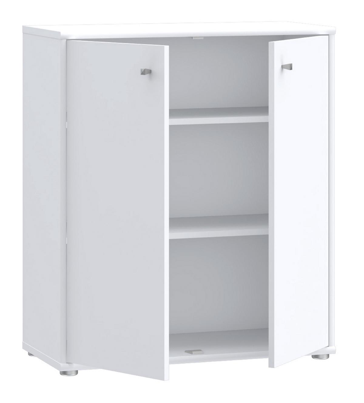 KOMODA TEMPRA 2 - biały/kolor aluminiowy, Design, materiał drewnopochodny (73,7/85,5/34,8cm)