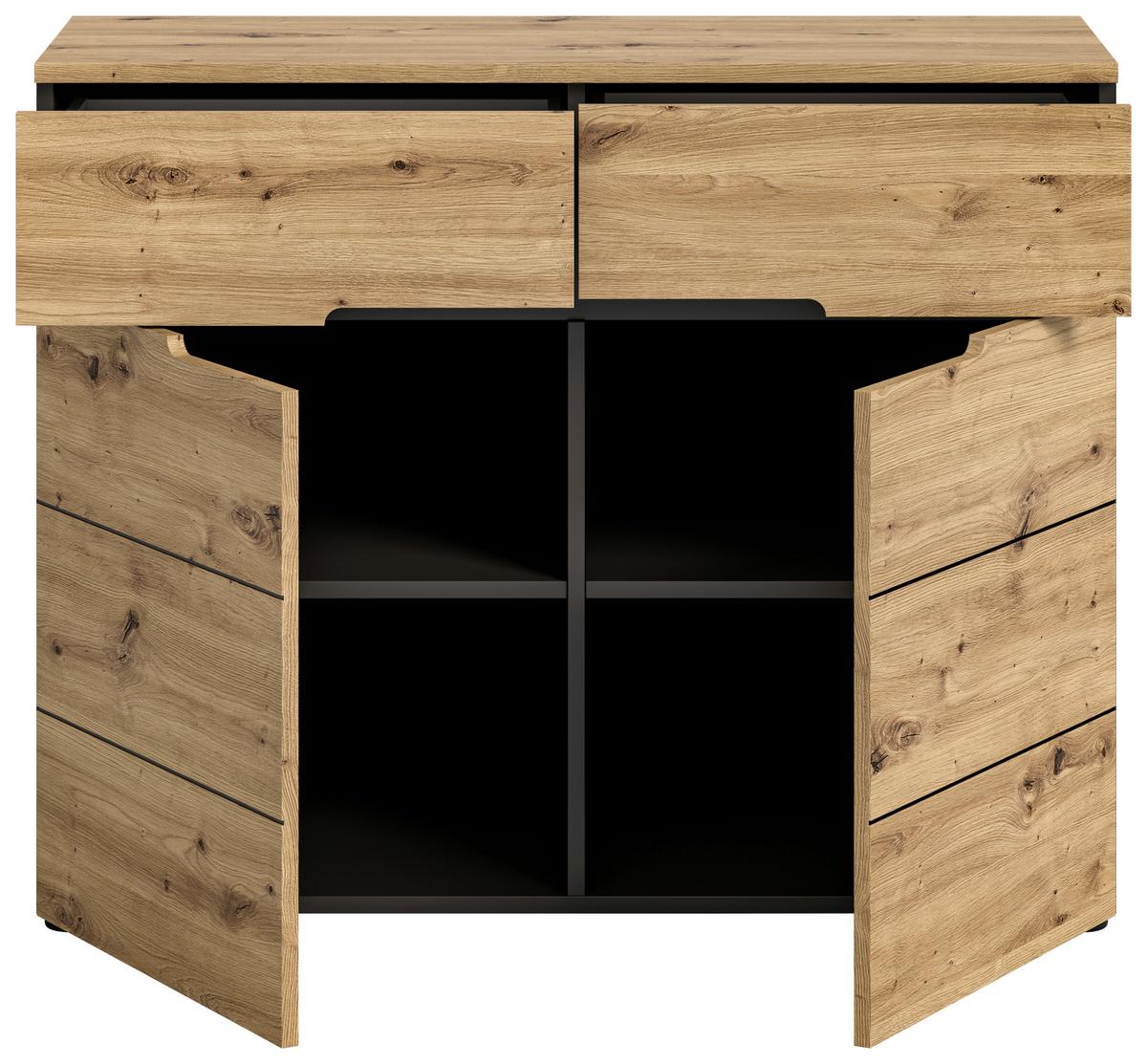 Kommode Canu ca. 100x81 cm Eiche/Grau - KONVENTIONELL, Holzwerkstoff (100/81/40cm) - MID.YOU