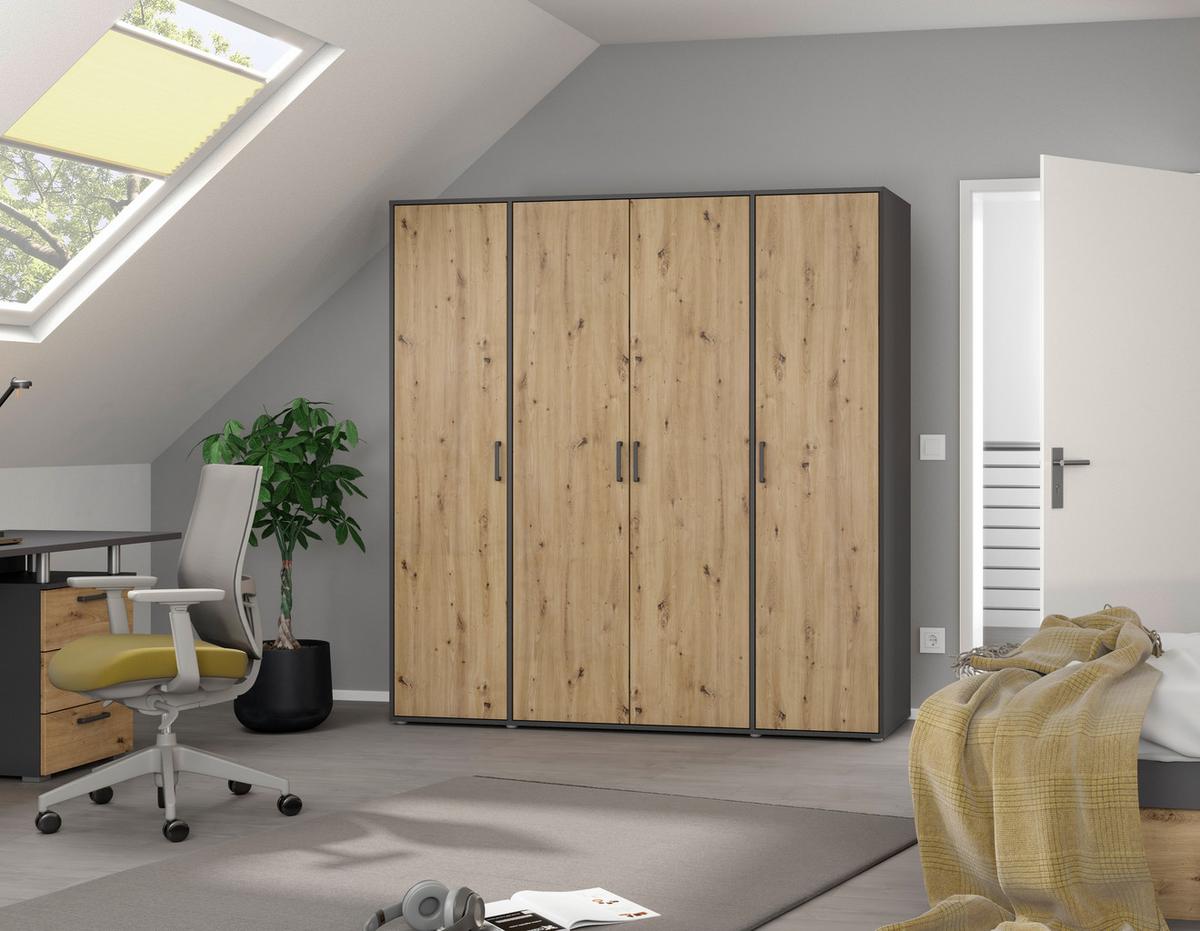 DULAP  USI ROTATIVE VOYAGER - stejar Artisan/gri, Modern, material pe bază de lemn (187/194/53cm) - Modern Living