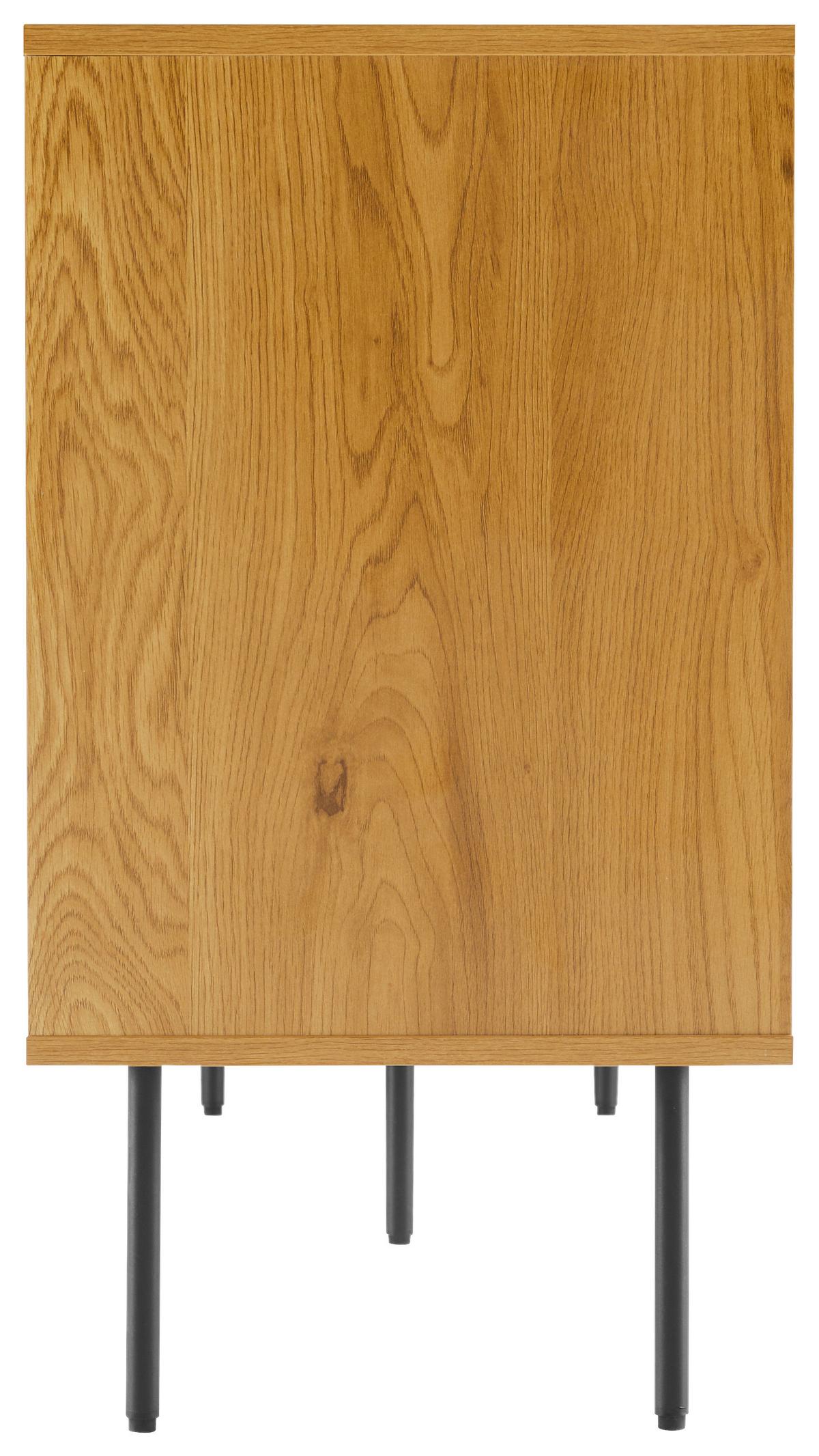 KOMODA SZEROKA LINE - kolor dębowy/czarny, Design, materiał drewnopochodny/metal (150/75/40cm) - Carryhome