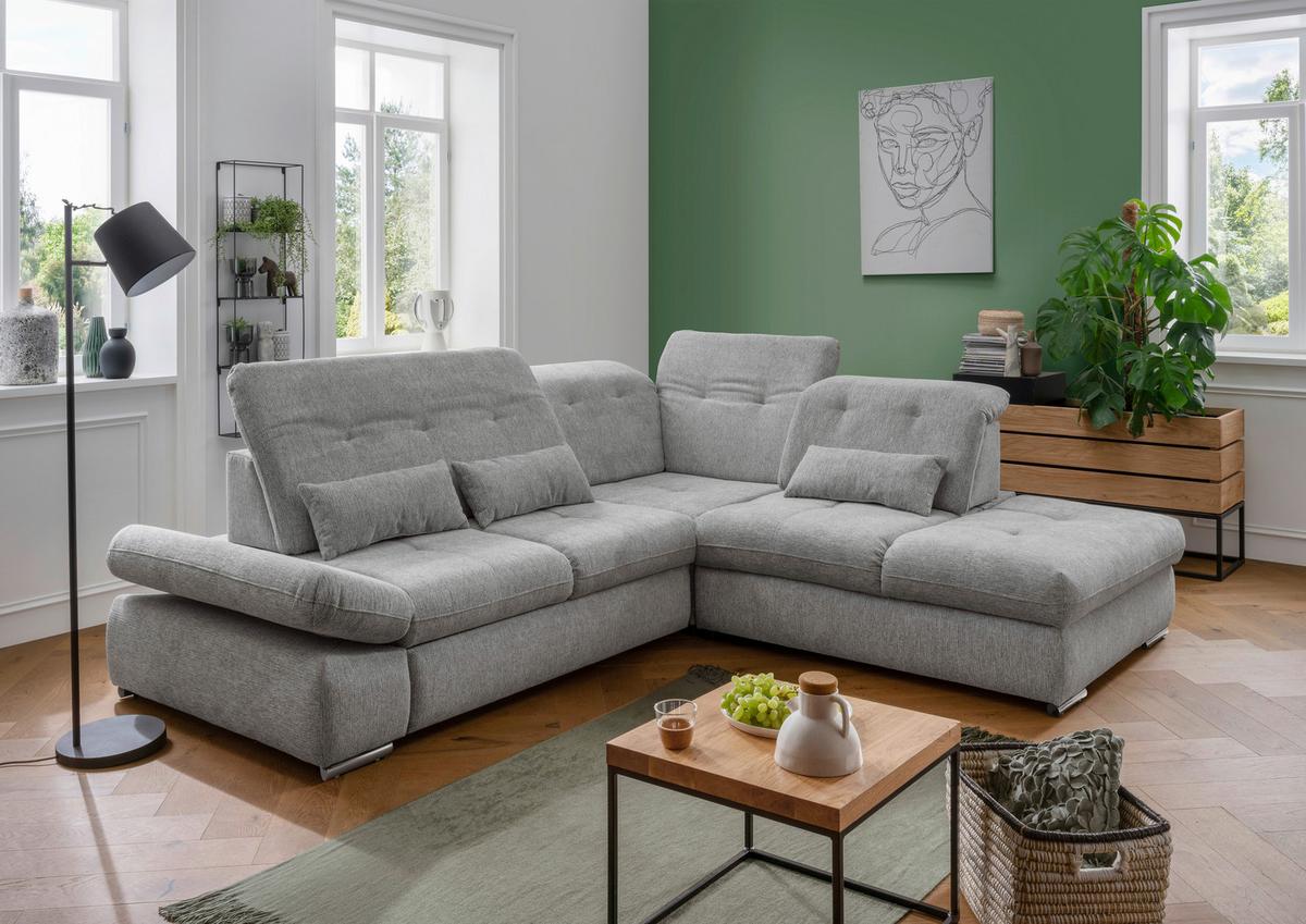 Wohnlandschaft Dalida Silberfarben Chenille - Chromfarben/Silberfarben, Design, Textil/Metall (280/254cm) - Livetastic