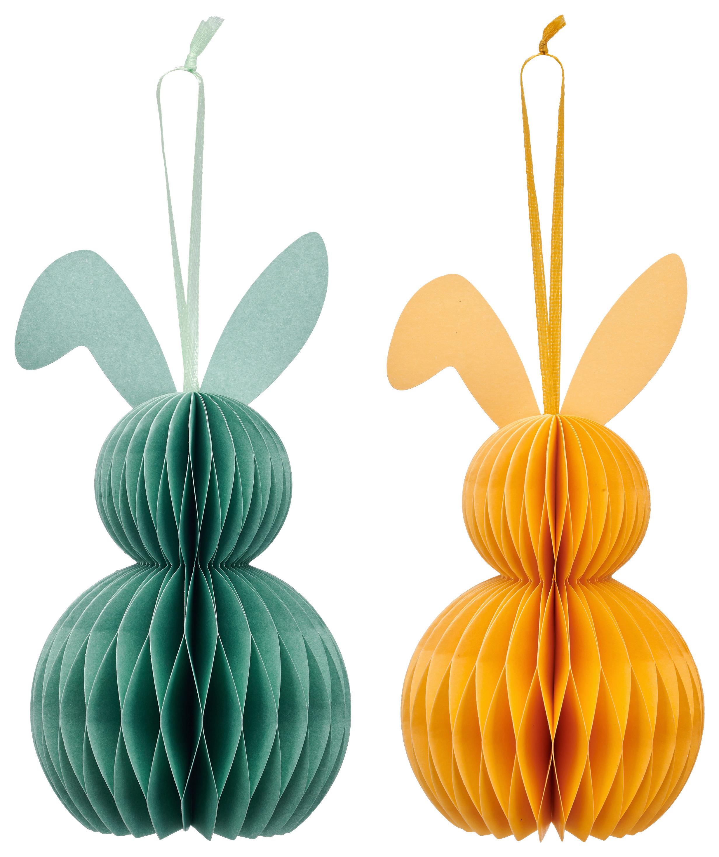 Dekohänger Paper I Gelb/Grün, 2 Stk. - Gelb/Mintgrün, KONVENTIONELL, Papier (8/11/8cm) - Mömax