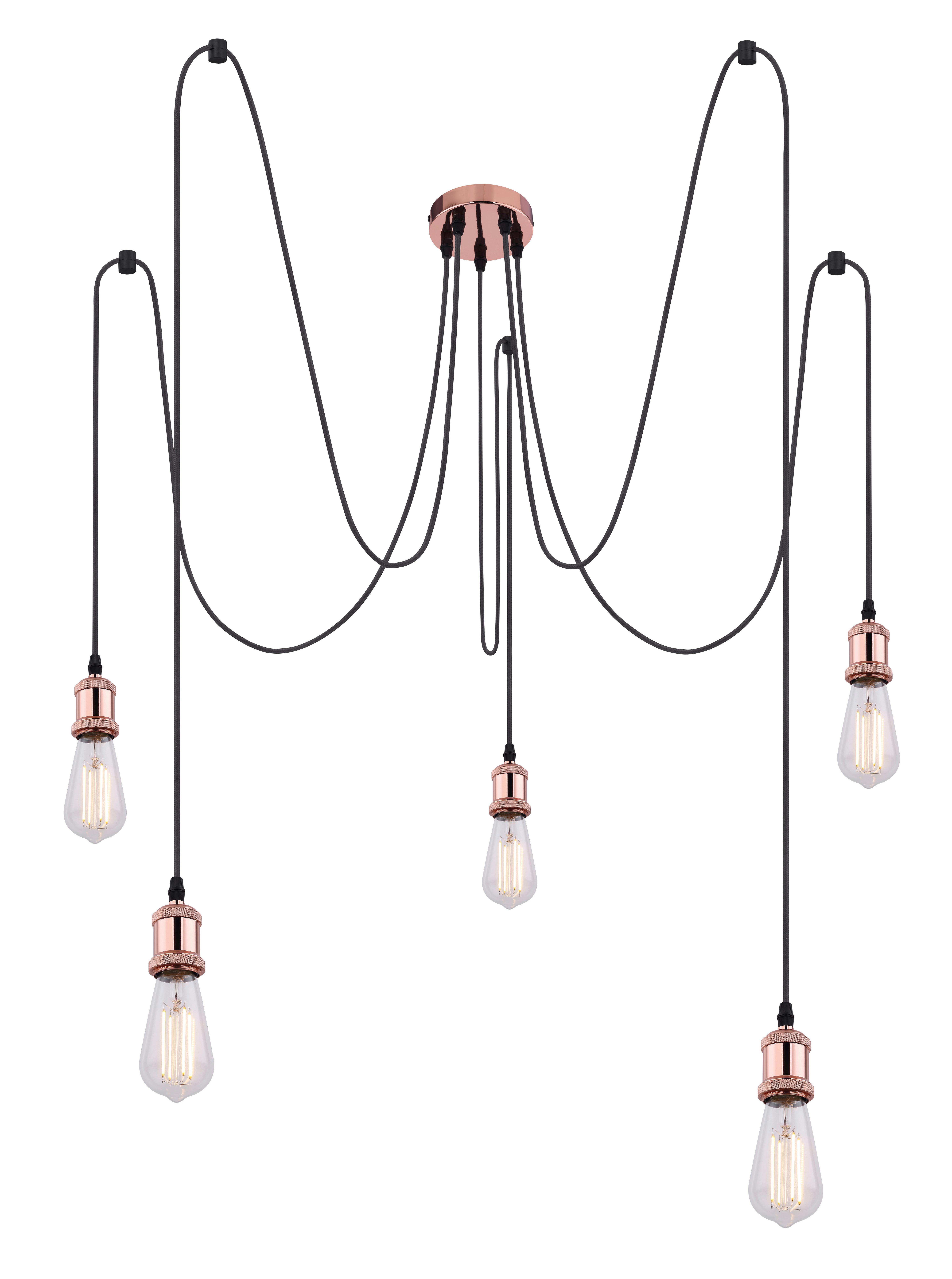 Hängeleuchte Oliver Kupferfarben max. 40 Watt - Kupferfarben, Basics, Textil/Metall (11,7/200cm) - Globo