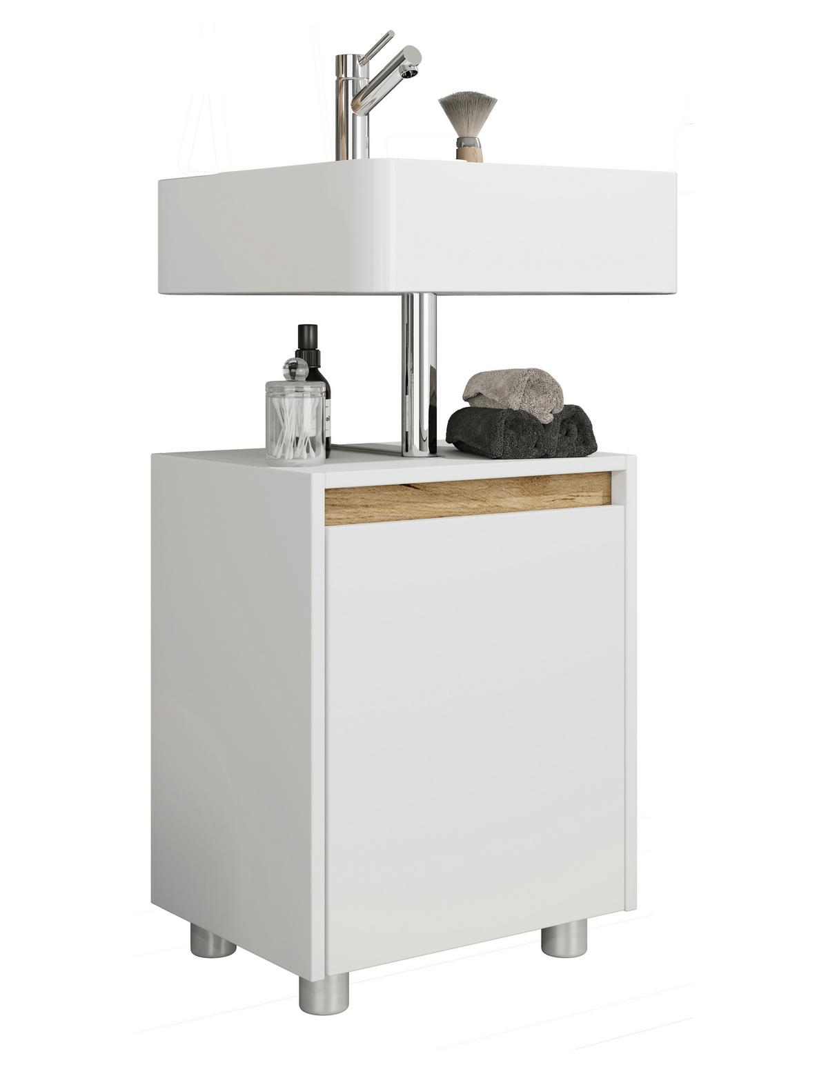 Waschbeckenunterschrank Cosila - Honigeiche/Weiss, Trend, Holzwerkstoff/Kunststoff (42/55/33cm) - MID.YOU