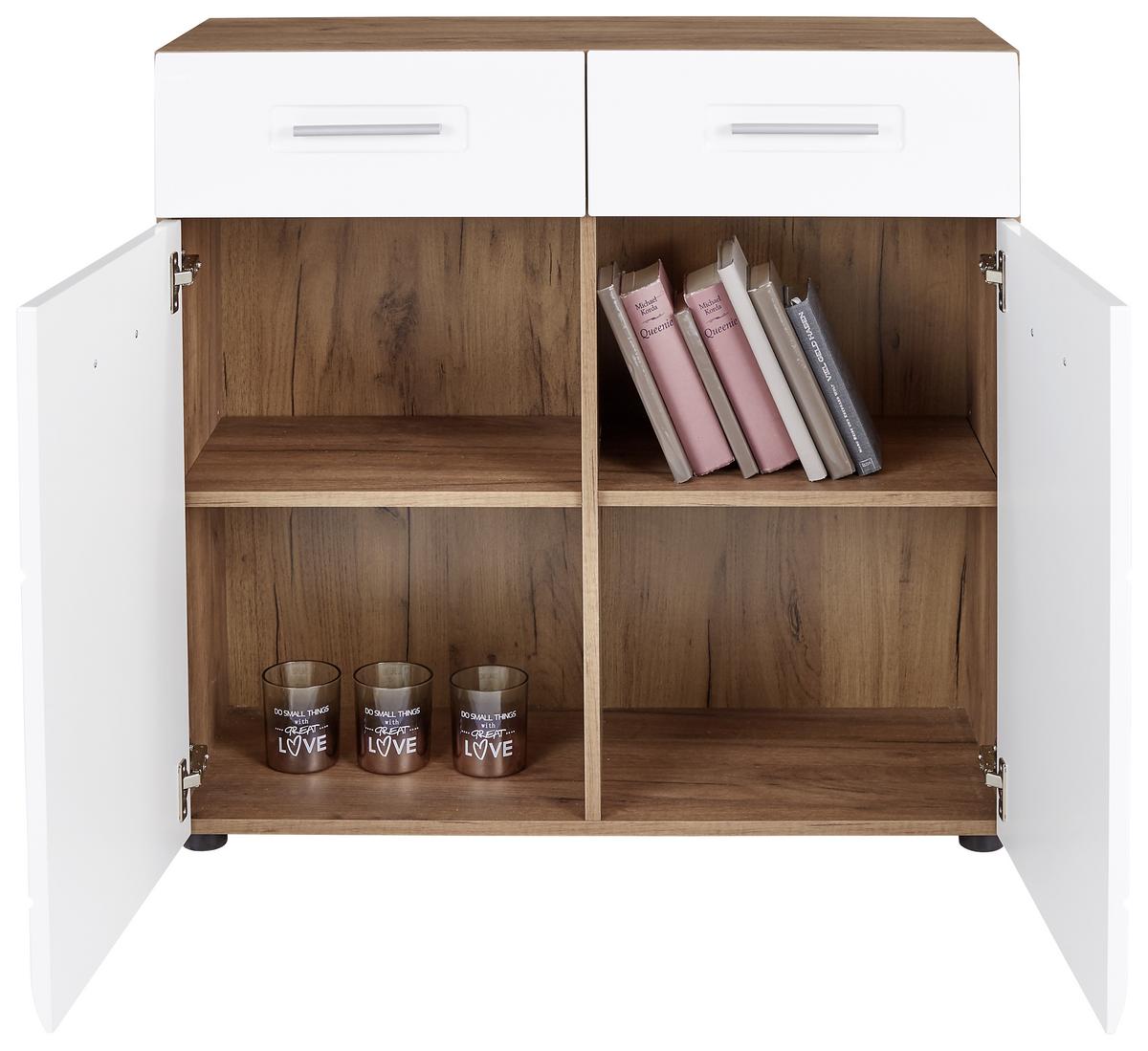 Komoda Avensis New - bijela/boje hrasta, Konvencionalno, drvni materijal/plastika (90/85,4/37cm) - Modern Living