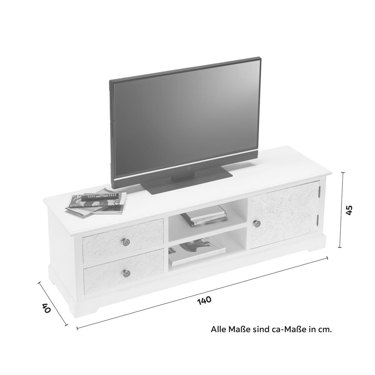 SZAFKA RTV AVERY - kolor brązu/biały, Modern, metal/drewno (140/45/40cm) - Bessagi Home