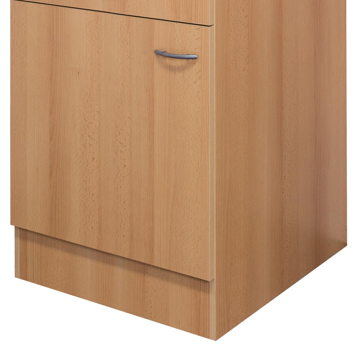 Küchenunterschrank "Nano" , Buche - Edelstahlfarben/Beige, MODERN, Holzwerkstoff/Kunststoff (60/85/57cm) - FlexWell
