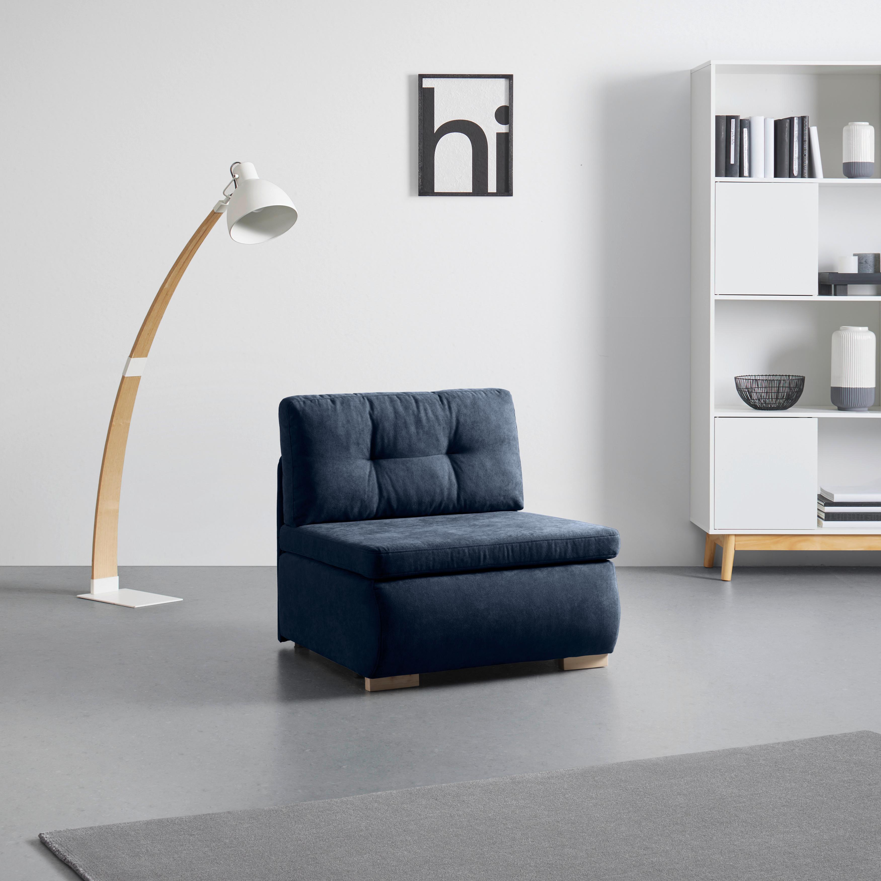 Schlafsessel Modena in Dunkelblau - Schwarz/Dunkelblau, Kunststoff/Textil (89/88/90cm) - Mömax