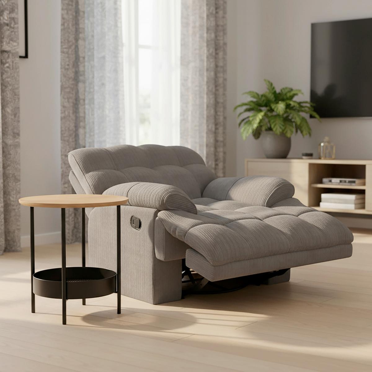 Sessel Natalie Dunkelgrau/ Cord Drehbar - Dunkelgrau/Schwarz, MODERN, Holz/Textil (98/94/106cm) - Bessagi Home