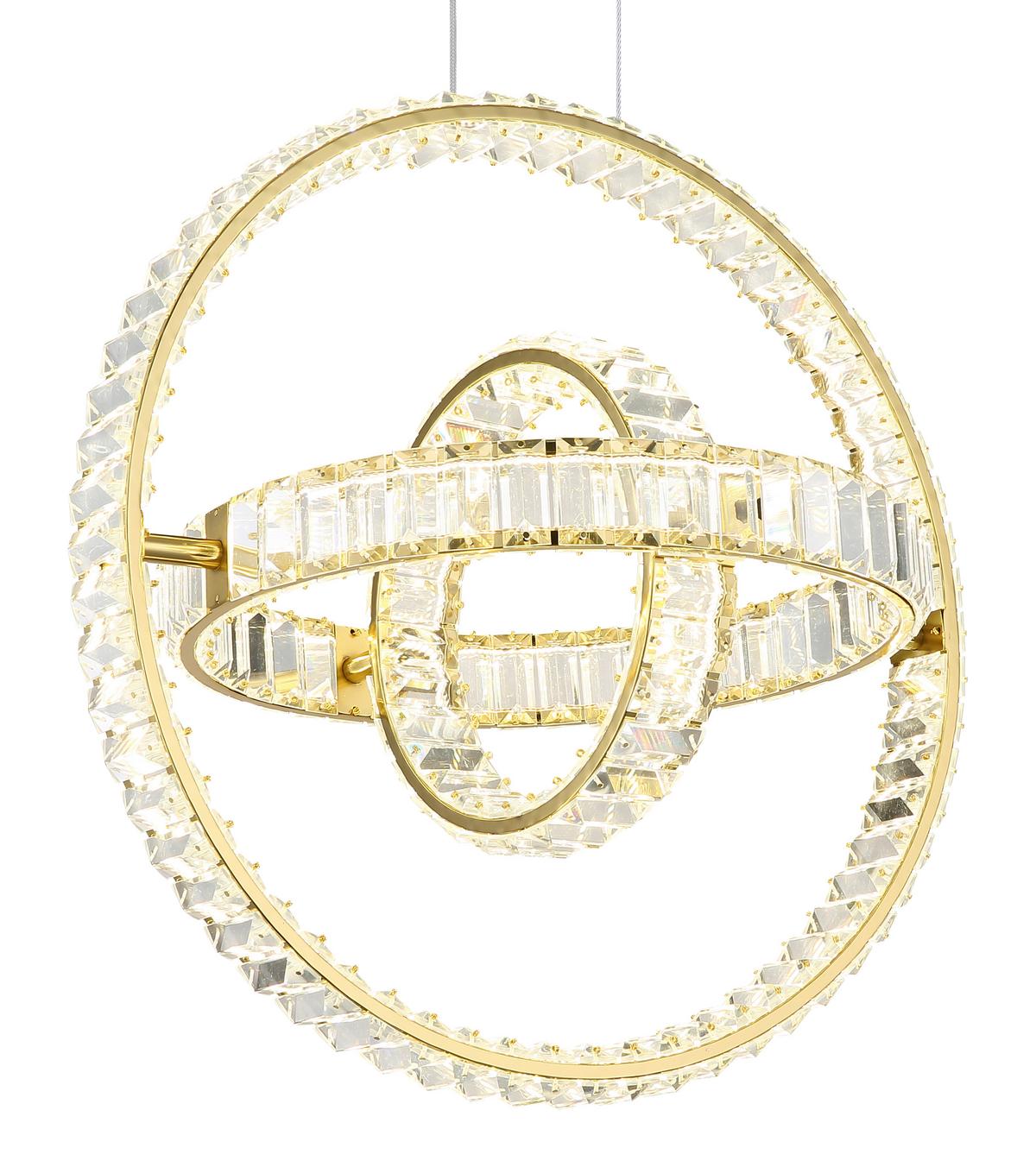 LED-HÄNGELEUCHTE 67339-115G NEIL - Klar/Goldfarben, Design, Glas/Metall (50/40/120cm) - Globo