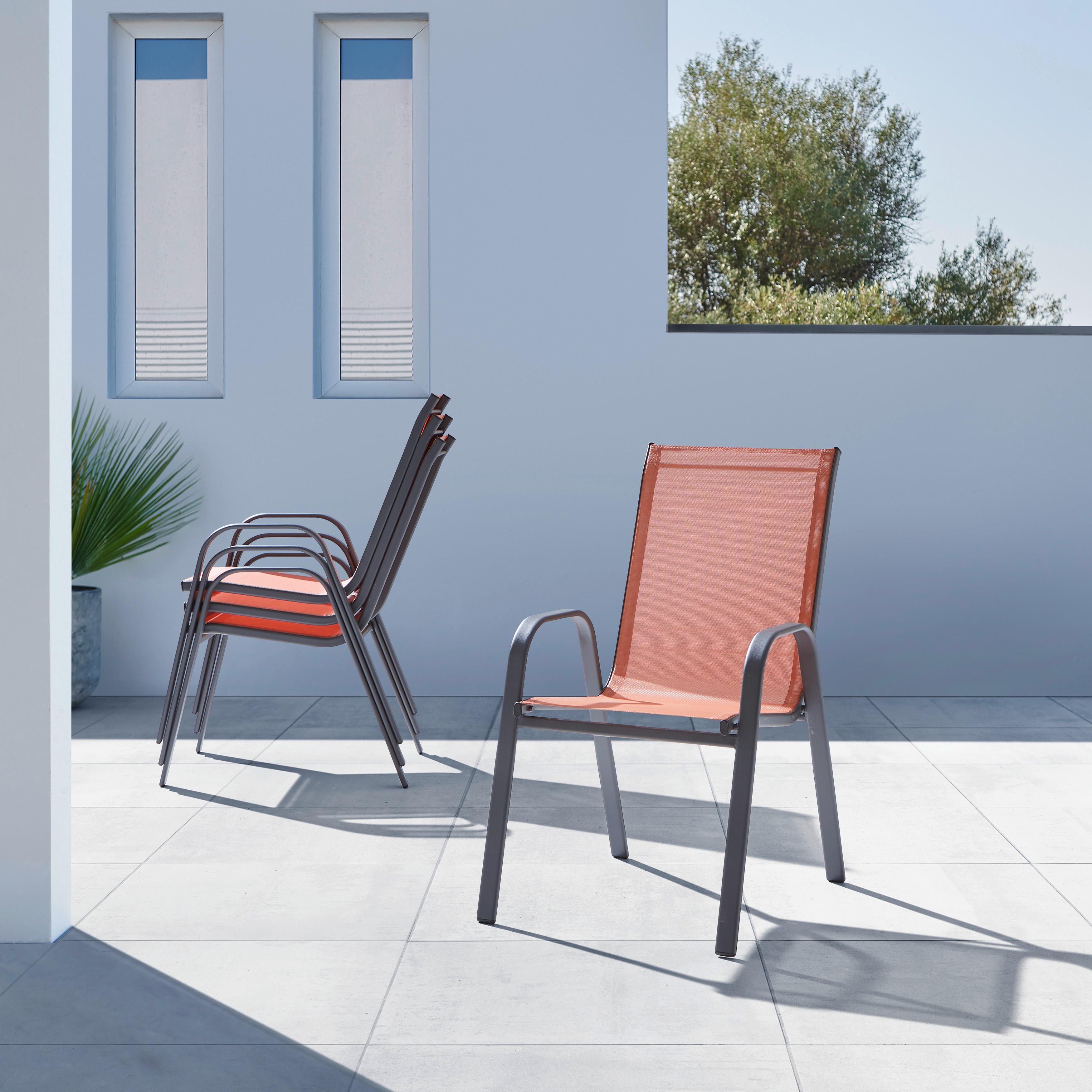 Stapelsessel in Anthrazit/Altrosa - Anthrazit/Orange, Modern, Textil/Metall (54/92/73cm) - Modern Living