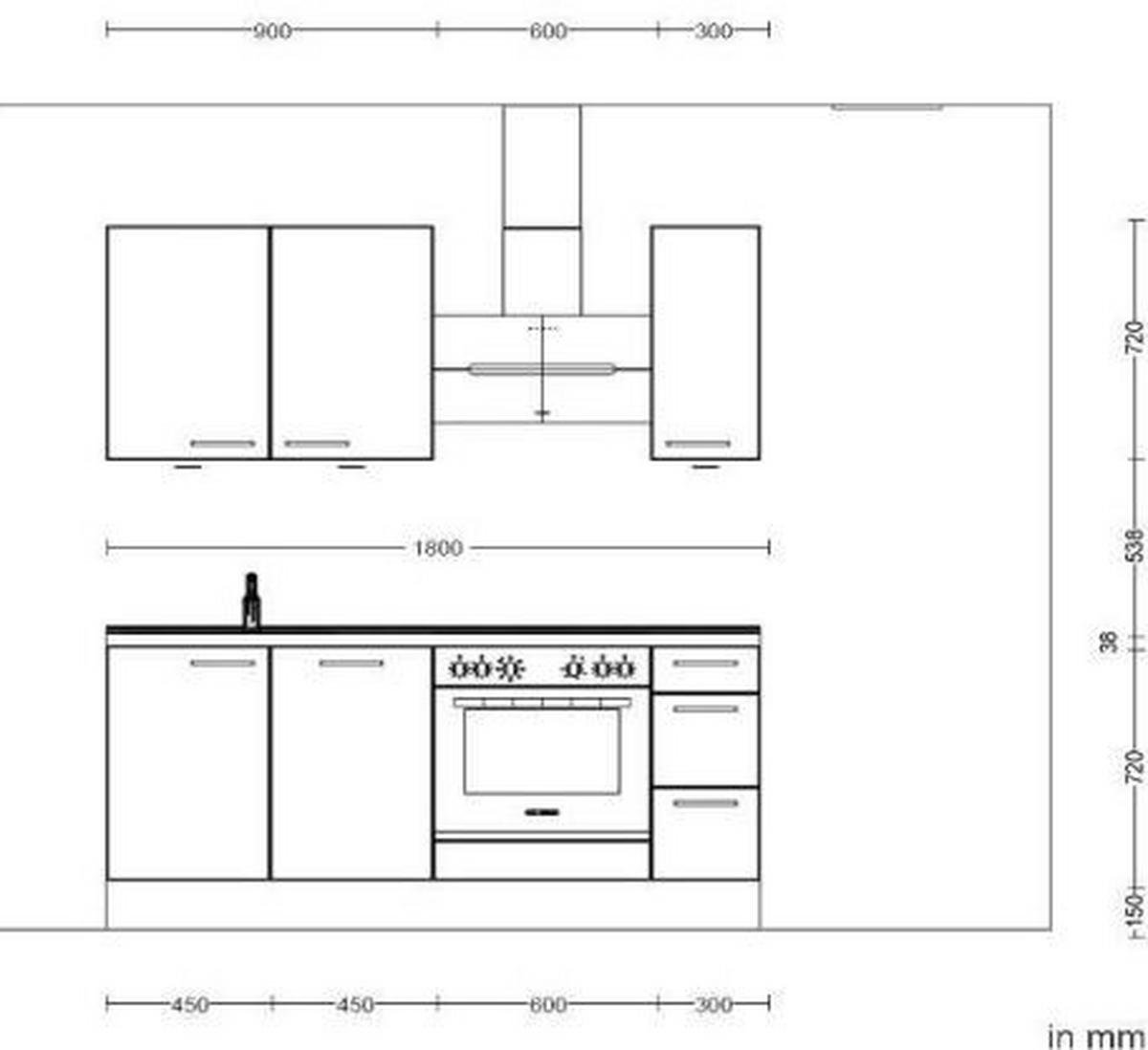 Küchenleerblock Touch High o. Geräte Weiß - Edelstahlfarben/Weiß, MODERN, Holzwerkstoff/Metall (180cm) - Nobilia