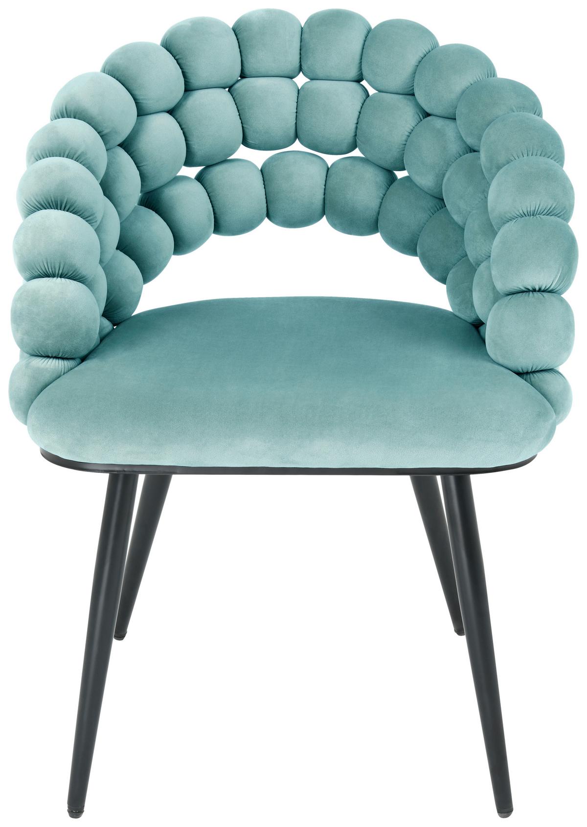 KRZESŁO Z PODŁOKIETNIKAMI BUBBLES - czarny/jadeitowa zieleń, Design, metal/tkanina (58/80cm) - Novel