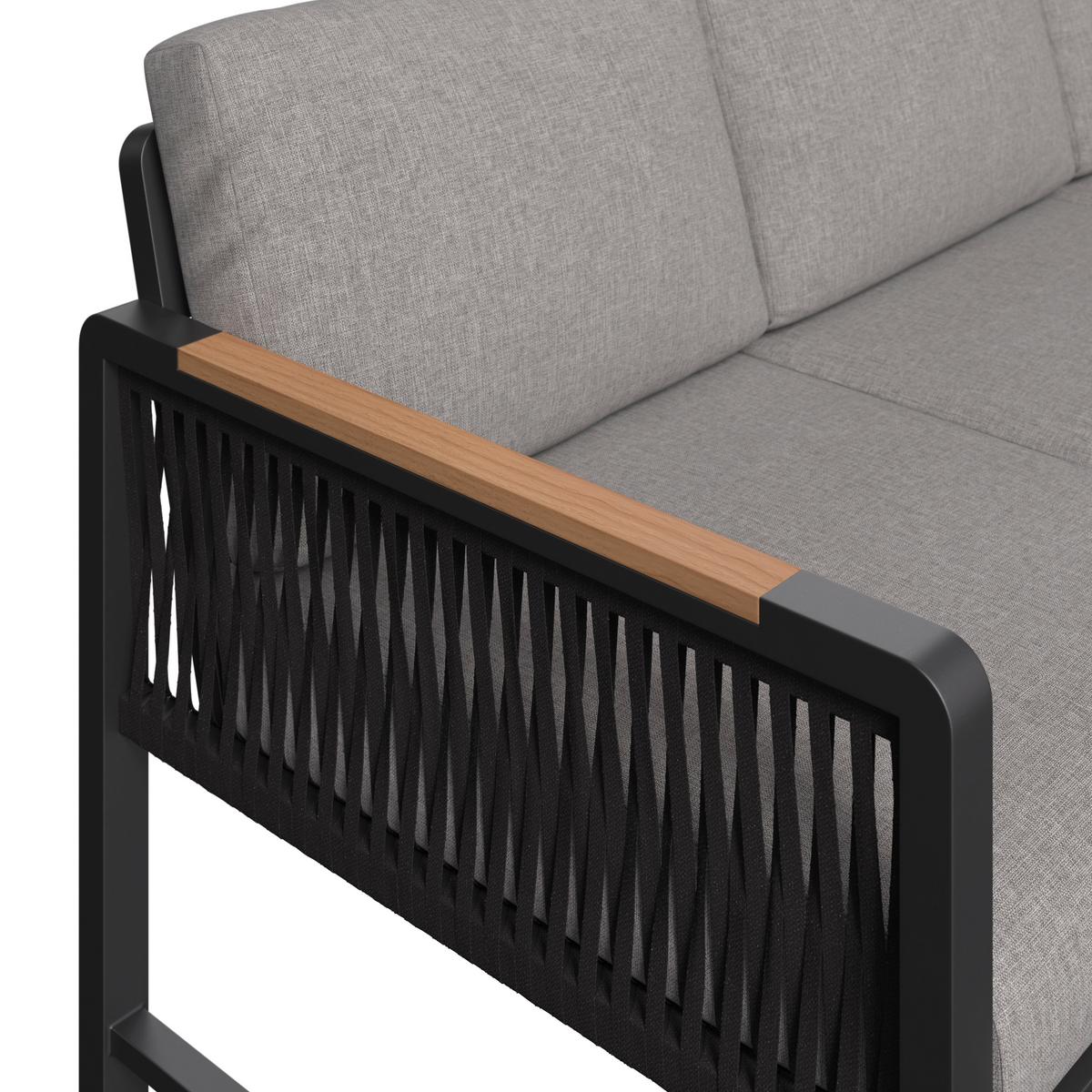 Loungegarnitur Washington Grau/Naturfarben, 4-teilig - Anthrazit/Naturfarben, MODERN, Kunststoff/Textil (192/73/192cm) - Mömax