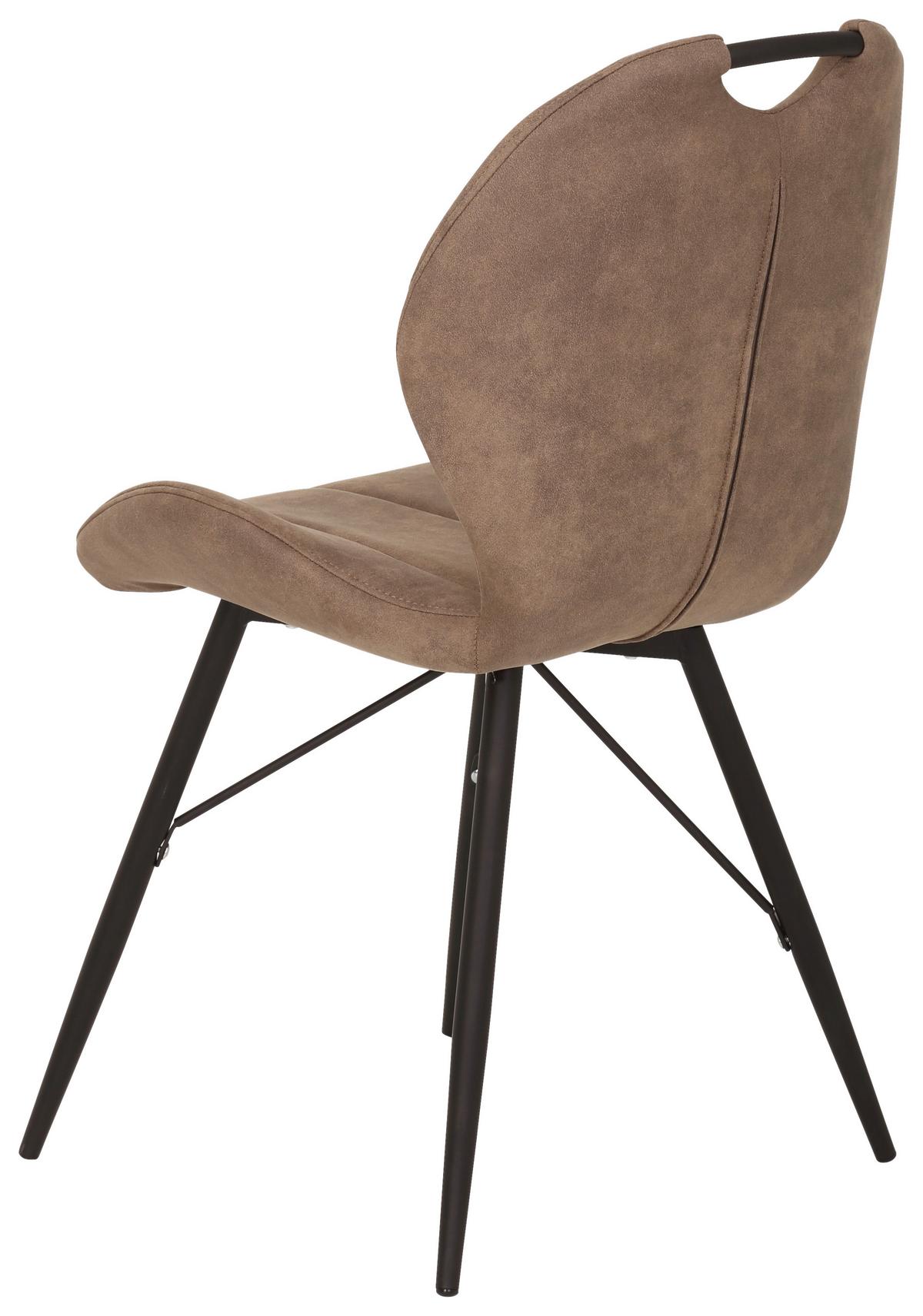 Stuhl-Set Kate S 4er-Set ca. 50x86 cm Schlammfarben - Schlammfarben/Schwarz, MODERN, Textil/Metall (50/86/56cm) - MID.YOU