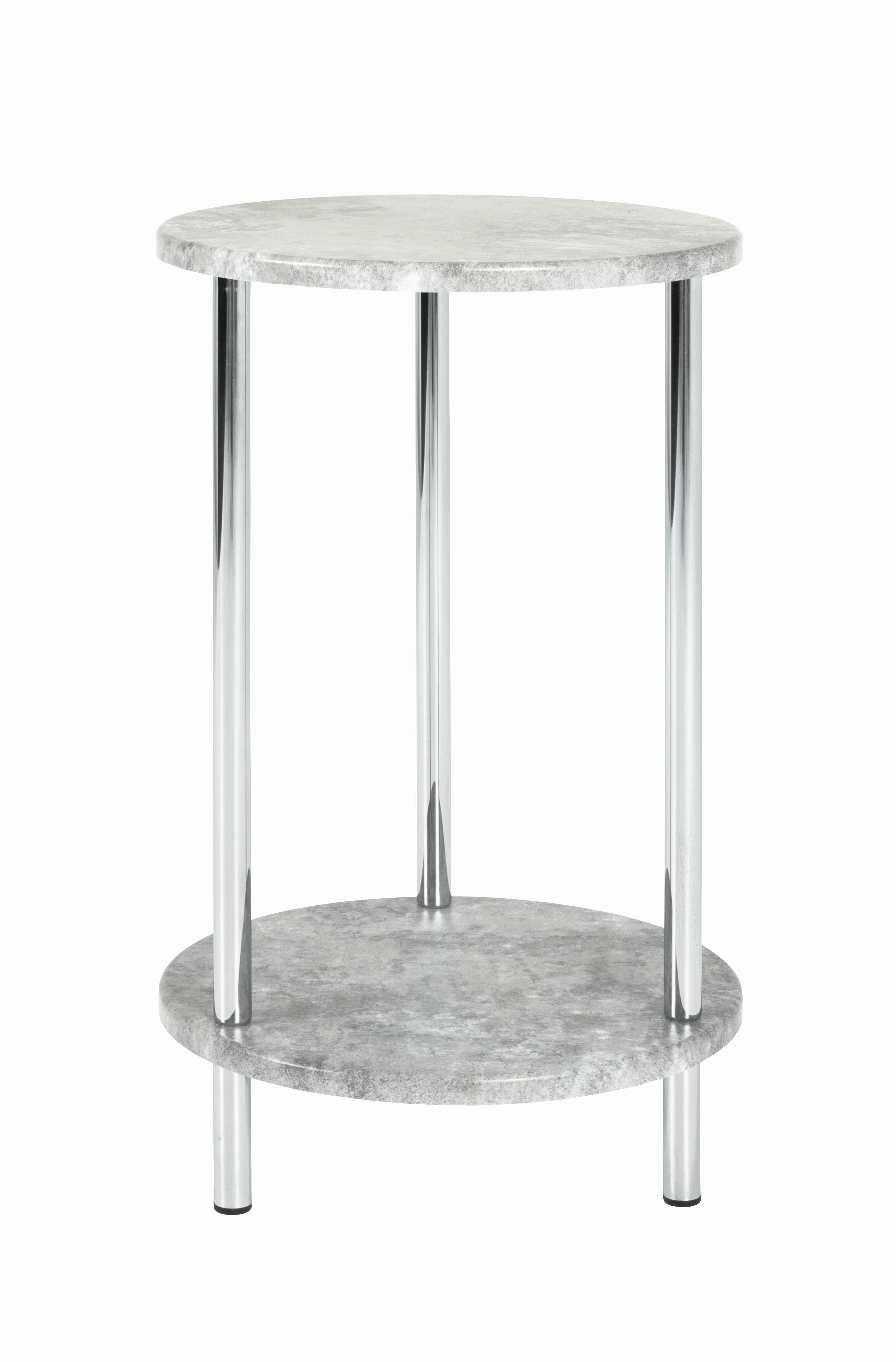 STOLIK BOCZNY MARBURG - szary/kolor chromowy, Basics, materiał drewnopochodny/metal (30/30/50cm)