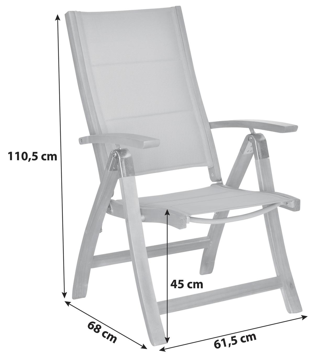 Zložljiv Vrtni Stol Acapulco, Masivno - siva/barve akacije, Romantika, tekstil/les (61,5/110,5/68cm) - Gardenson