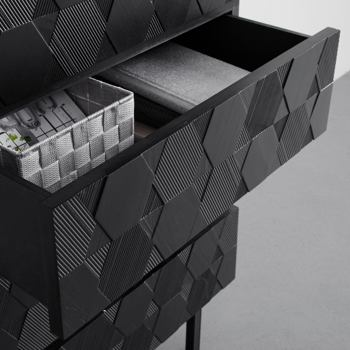 Kommode Roma ca. 54x130 cm MDF Schwarz - Schwarz, MODERN, Holz/Metall (54/103/39cm) - Bessagi Home