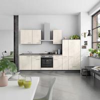 Küchenblock Riva Low m. Geräten Weiß - Schieferfarben/Edelstahlfarben, MODERN, Holzwerkstoff/Metall (300cm) - Nobilia